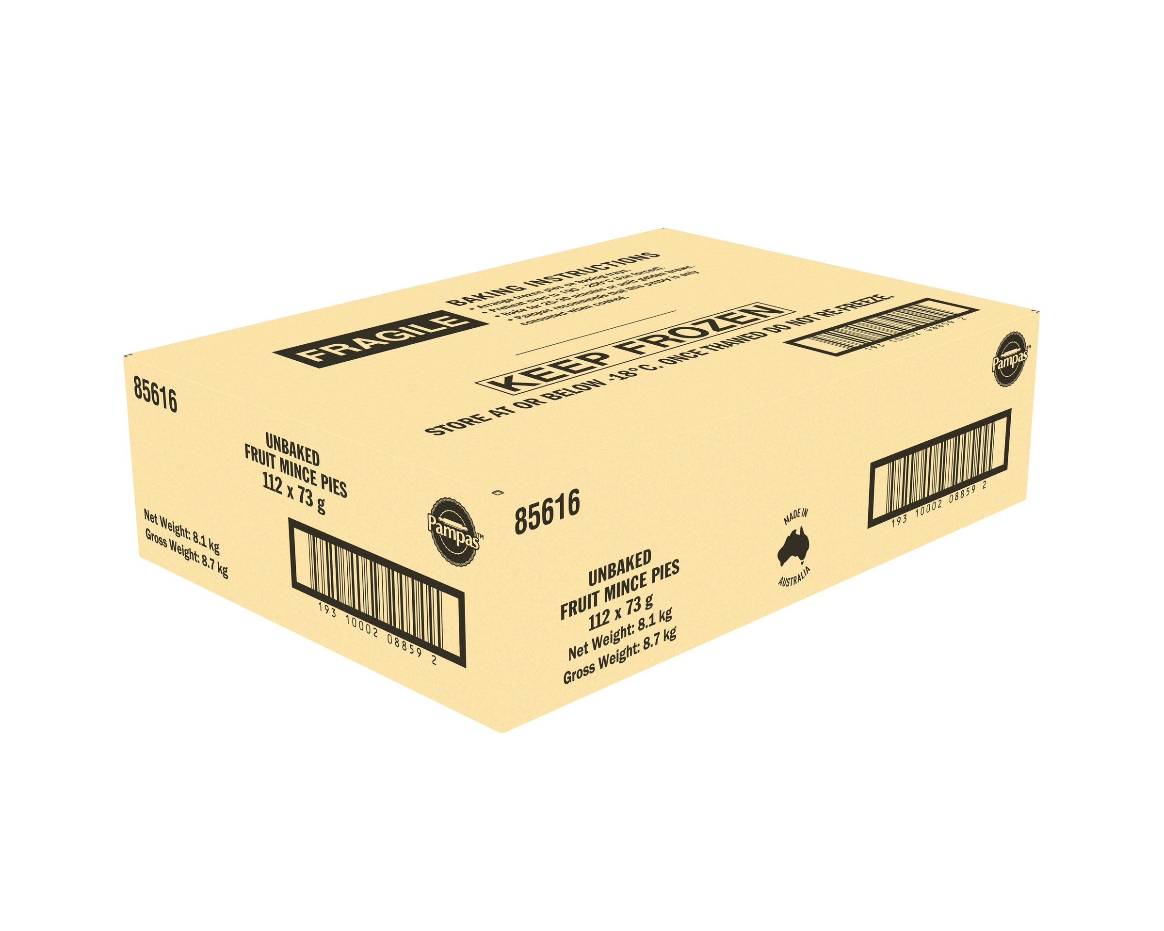 Pampas Unbaked Fruit Mince Pies 112 x 73g product photo