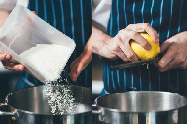 Add lemon to cheesecake mix