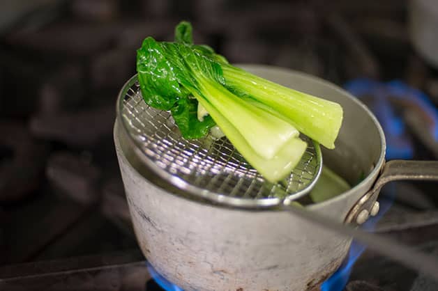 Cooking the bok choy