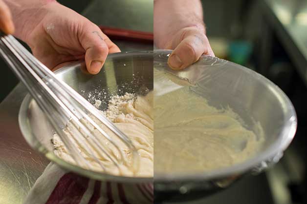 Chef seen mixing together the White Wings Donut Mix