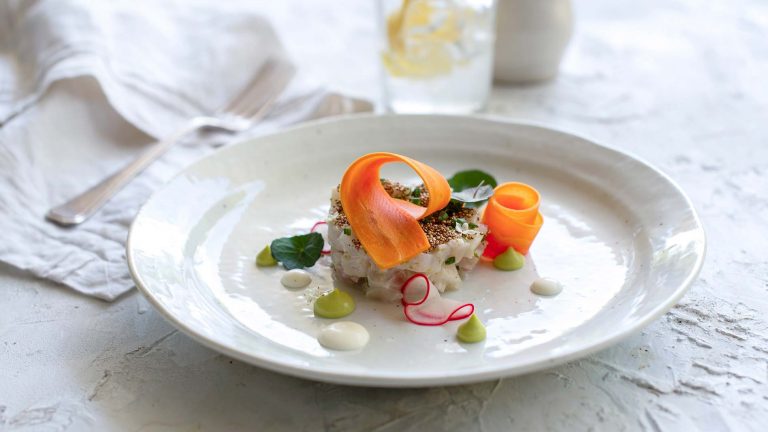 Kingfish ceviche with pickled vegetables: