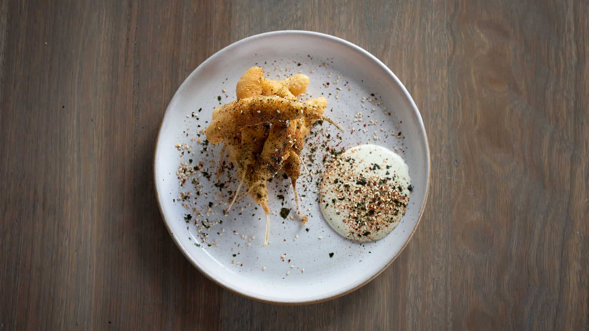 Kingfish ribs on a plate