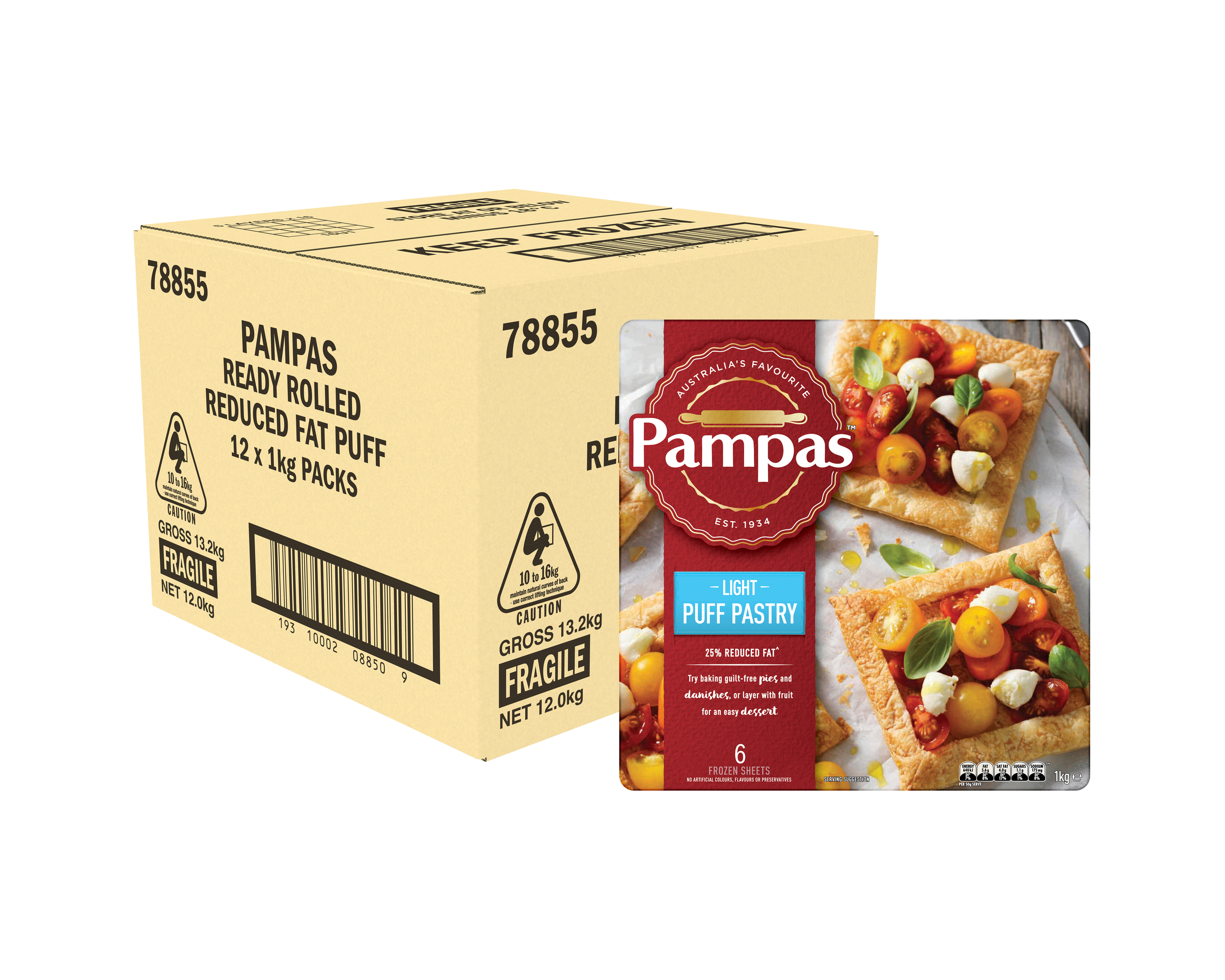 Pampas 6 Light Puff Pastry Sheets 12 x 1kg