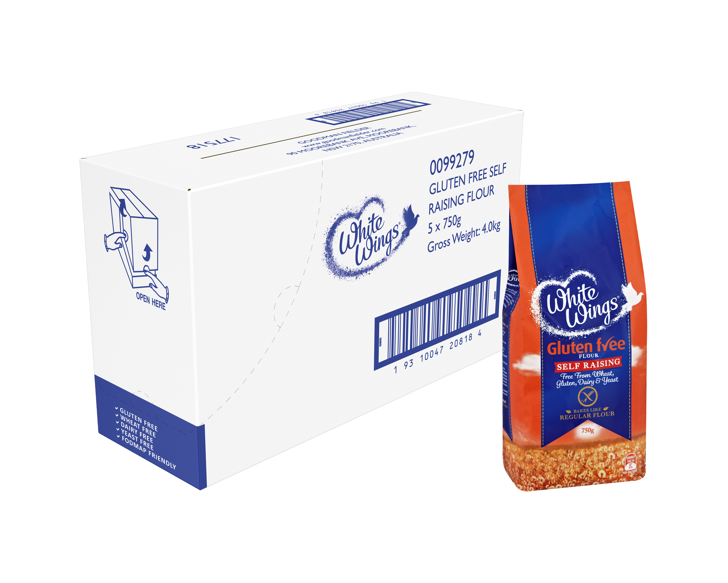 White Wings Gluten Free Self Raising Flour 5 x 750g