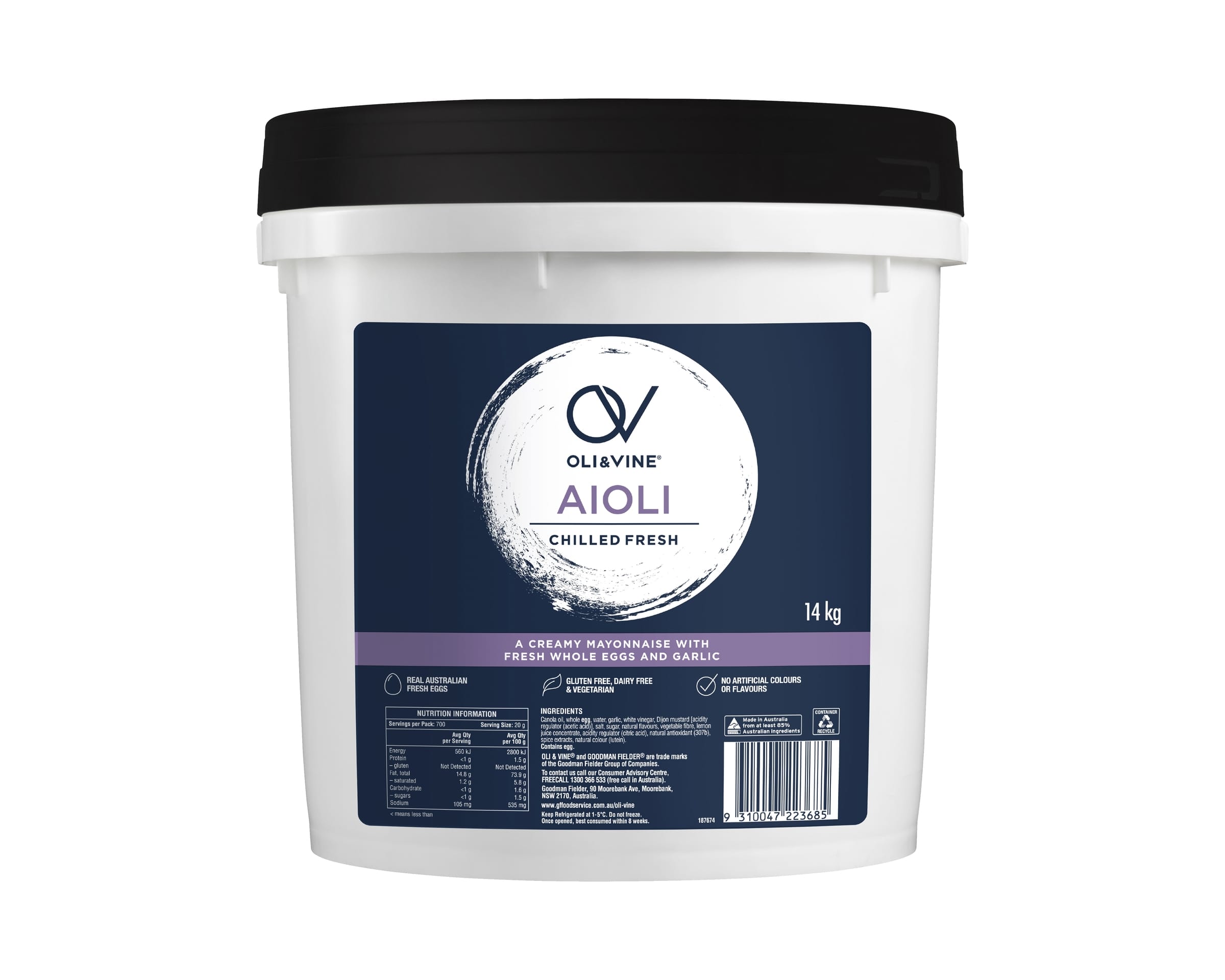 Oli & Vine Mayonnaise Garlic Aioli 14 kg