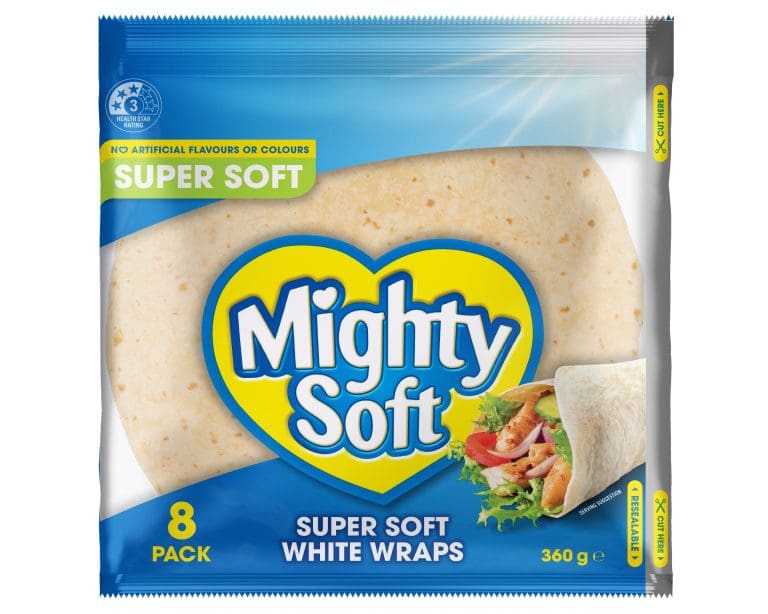 Mighty Soft Super Soft White Wraps 8 Pack 360g