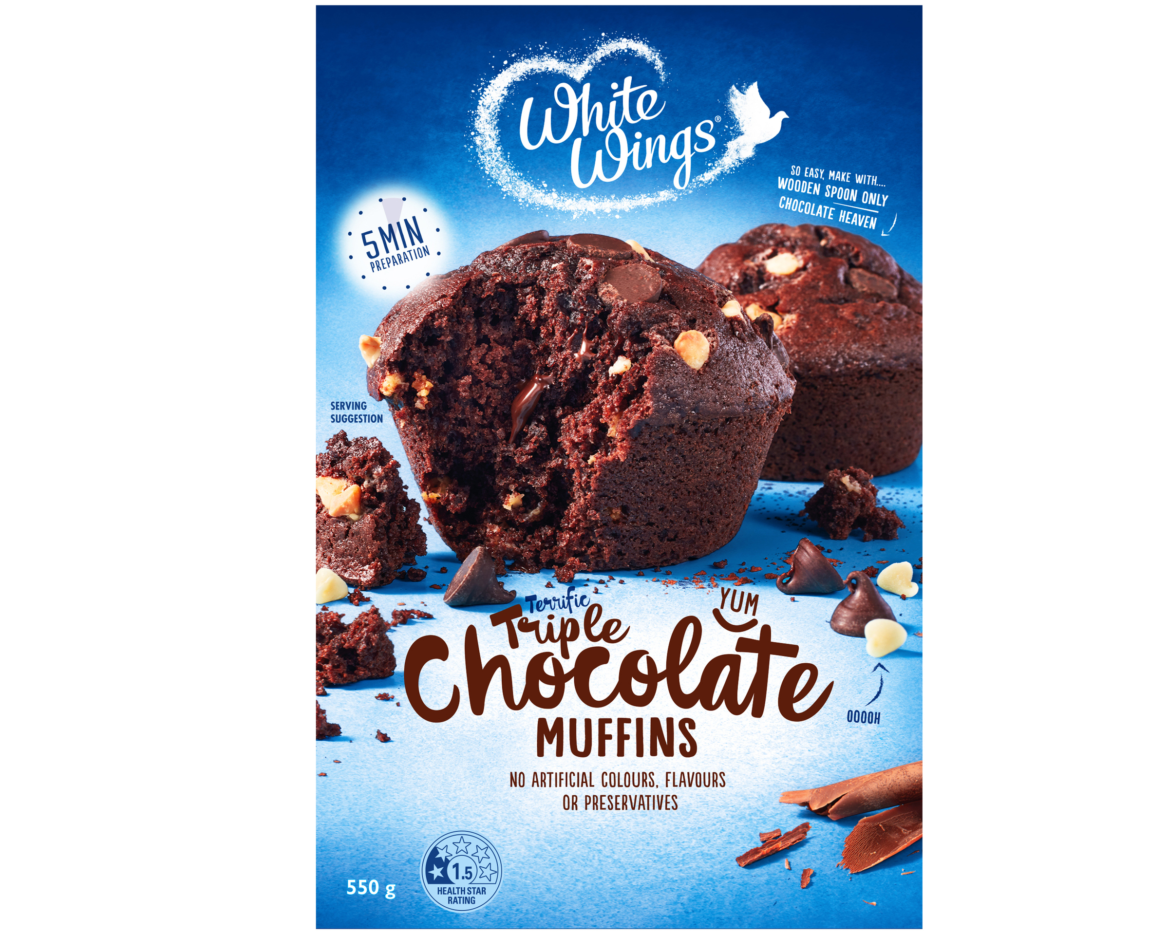 White Wings Triple Choc Muffins 4 x 550g