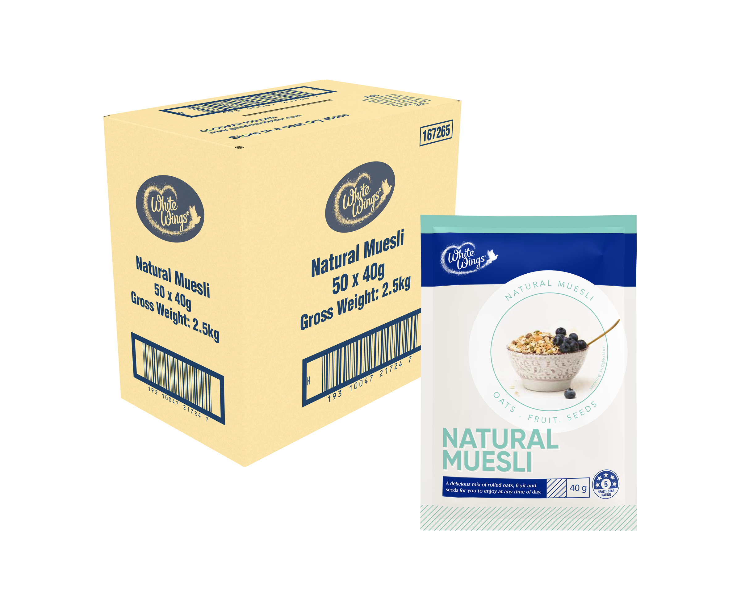 White Wings Natural Muesli 50 x 40g