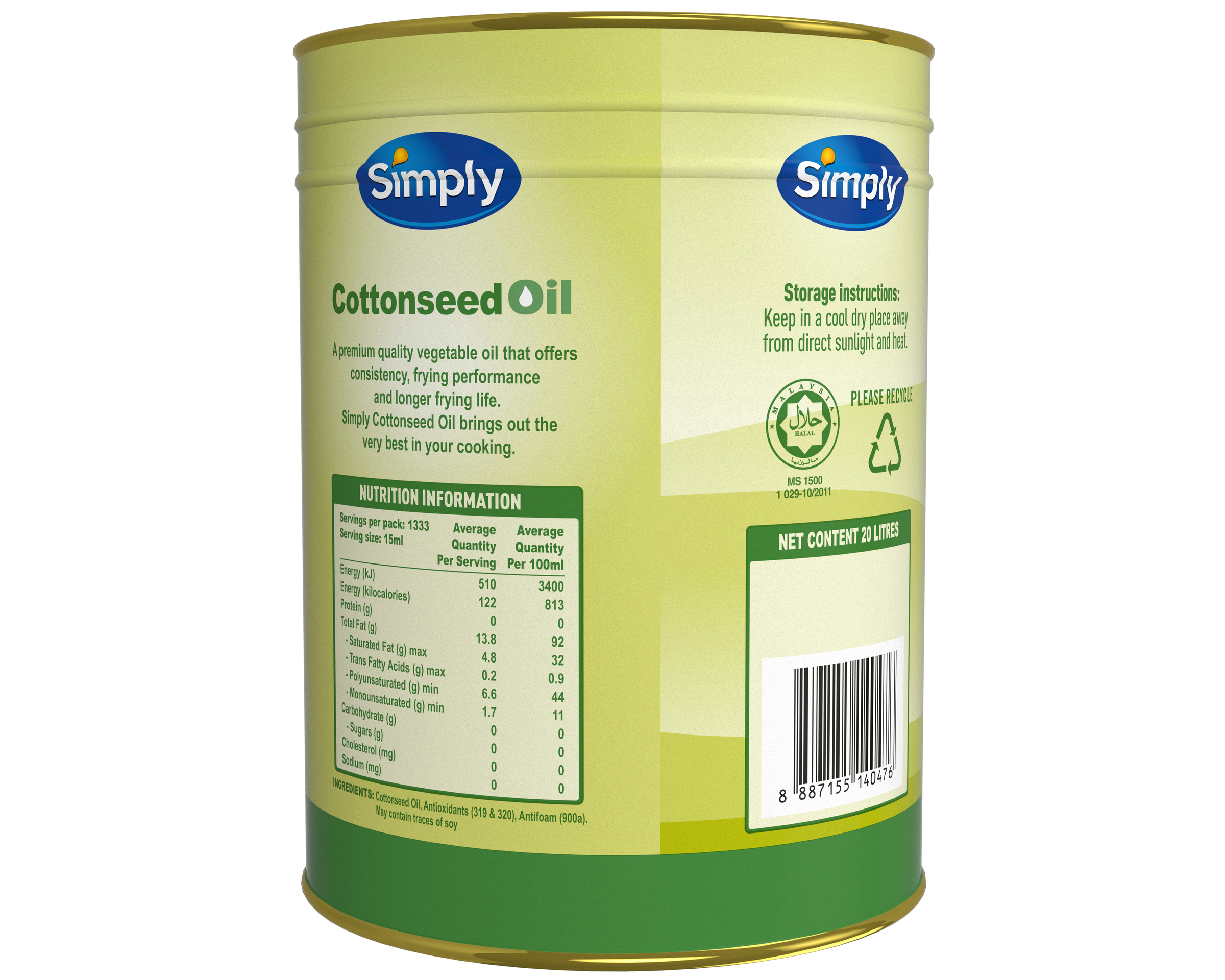 Simply Cottonseed Oil Drum 20 l