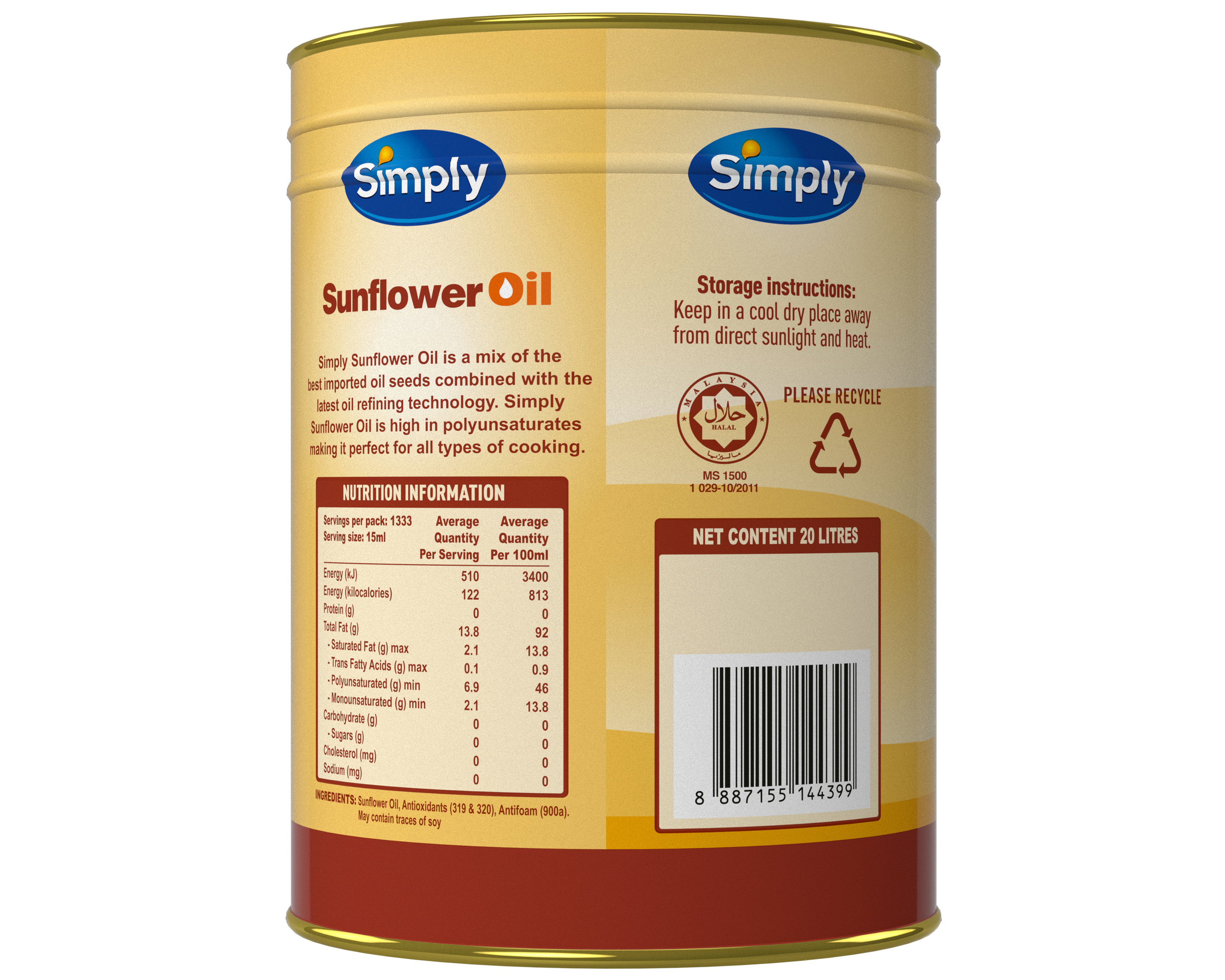 Simply Sunflower Oil Bung Drum 20 l