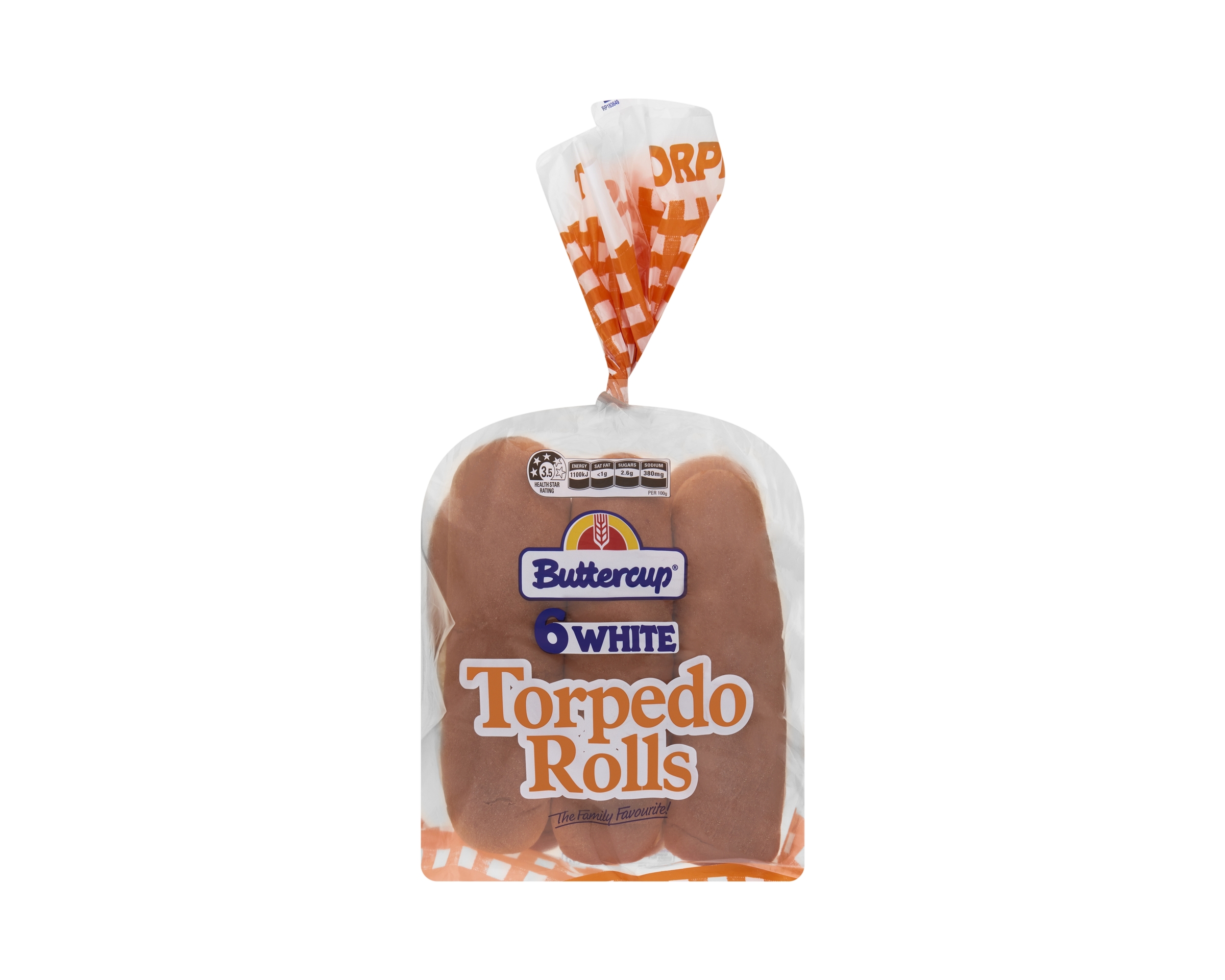 Buttercup 6 White Torpedo Rolls