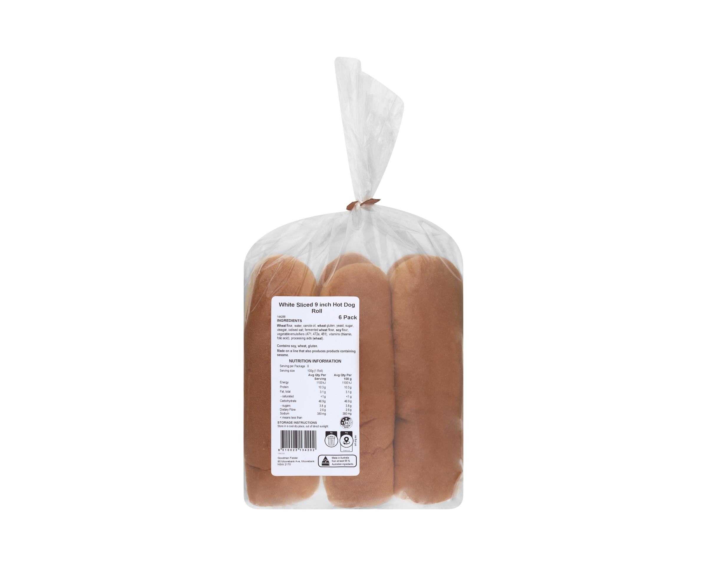 Unbranded Roll Sliced Hot Dog 9i P6 600 g