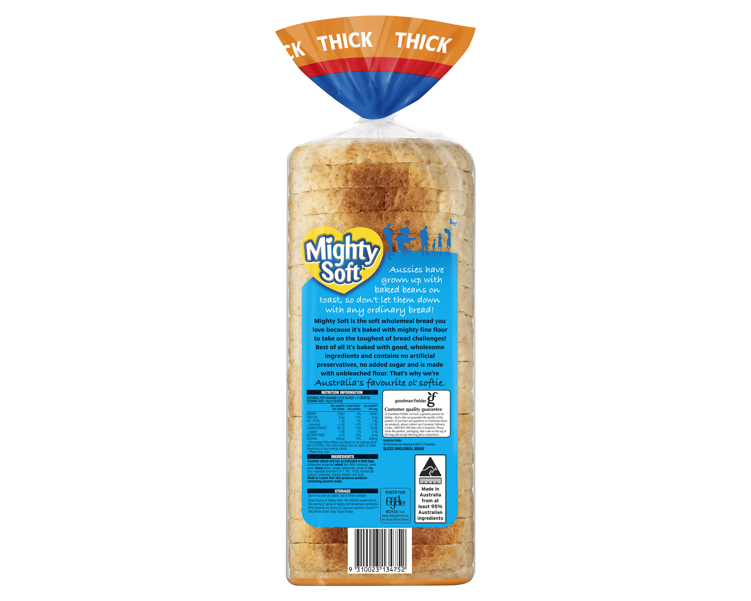 Mighty Soft Loaf Wholemeal Thick 650 g