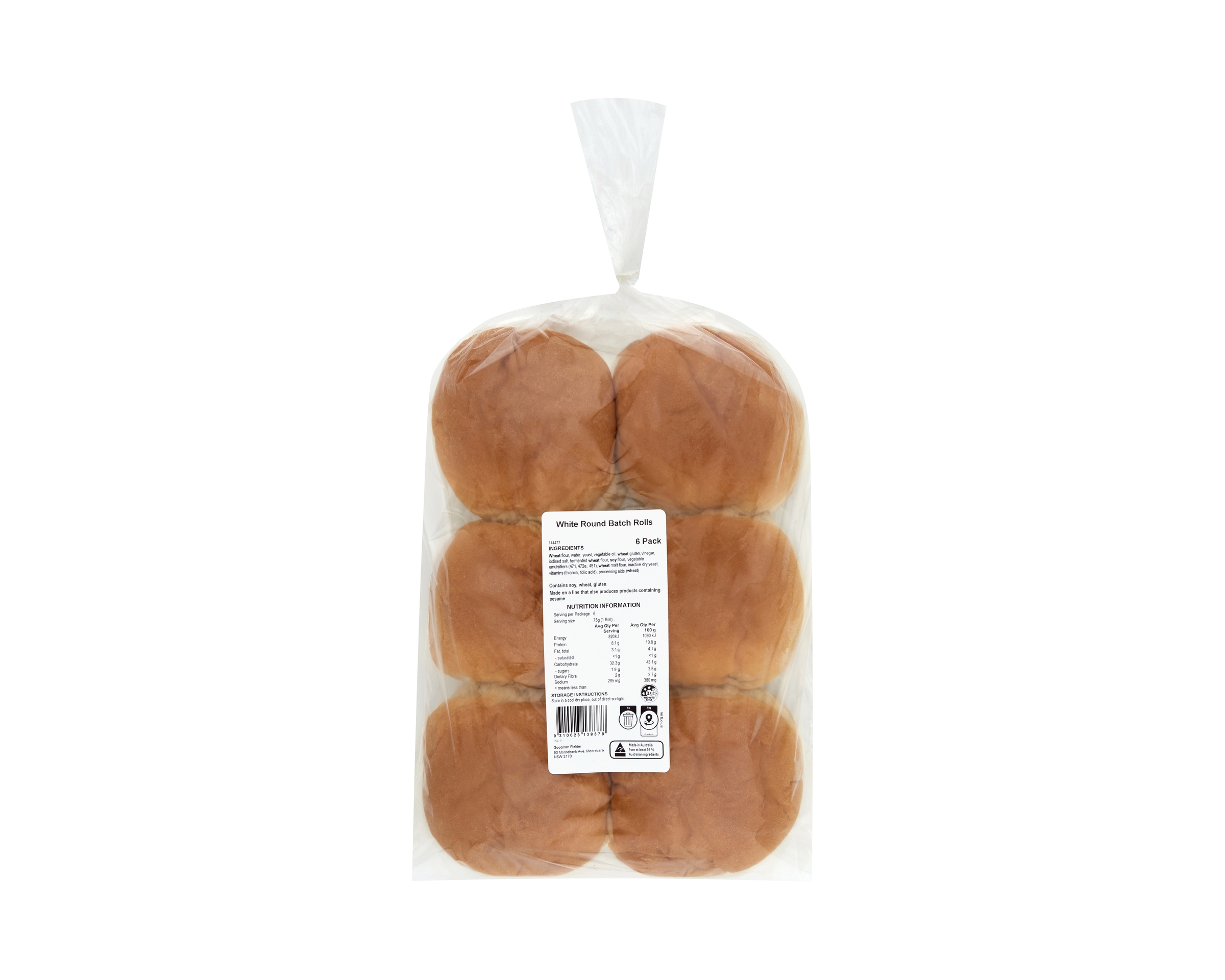 Unbranded Roll Round Batch White P6 450 g