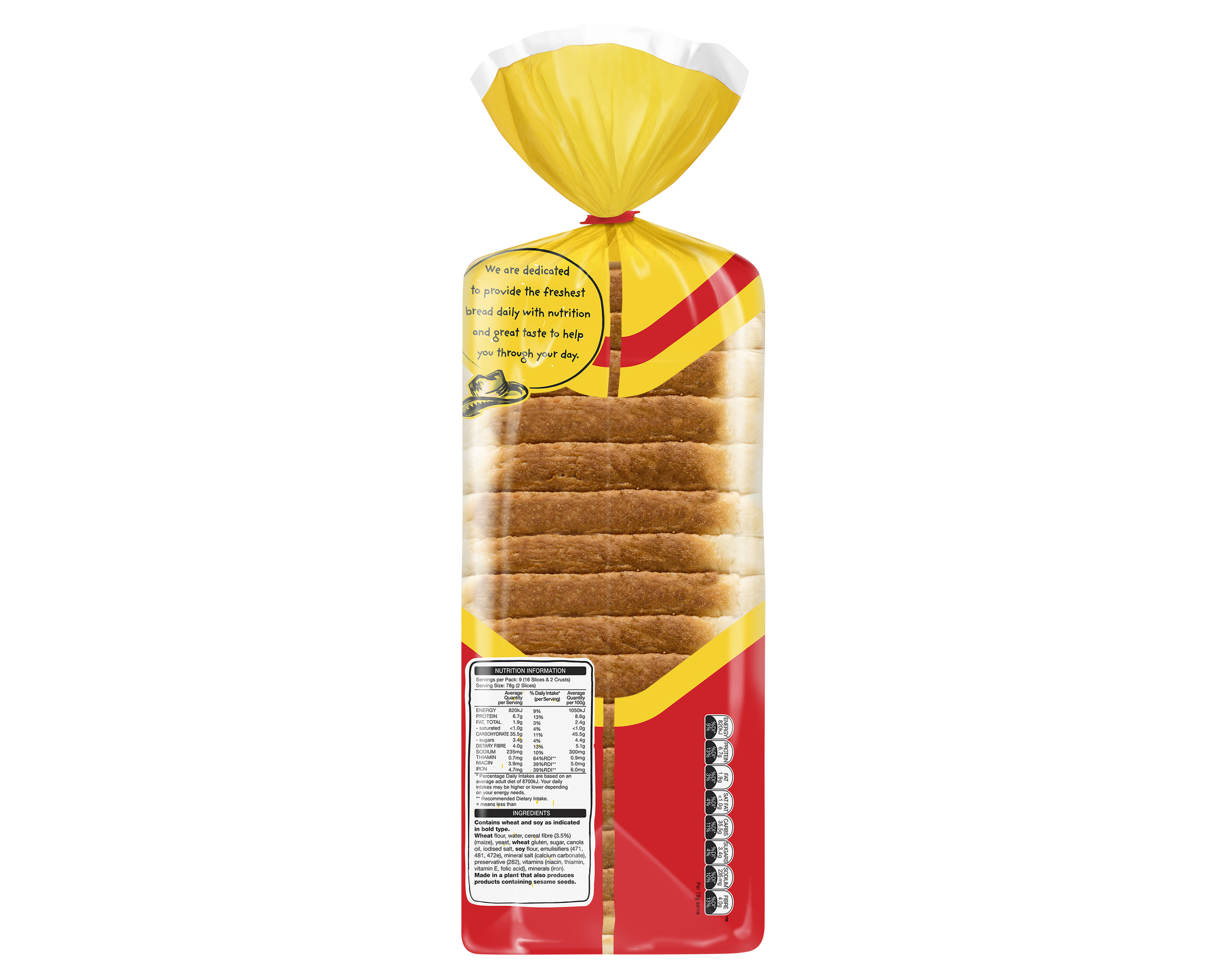 Bush Oven Sliced Bread High Fibre White 700 g