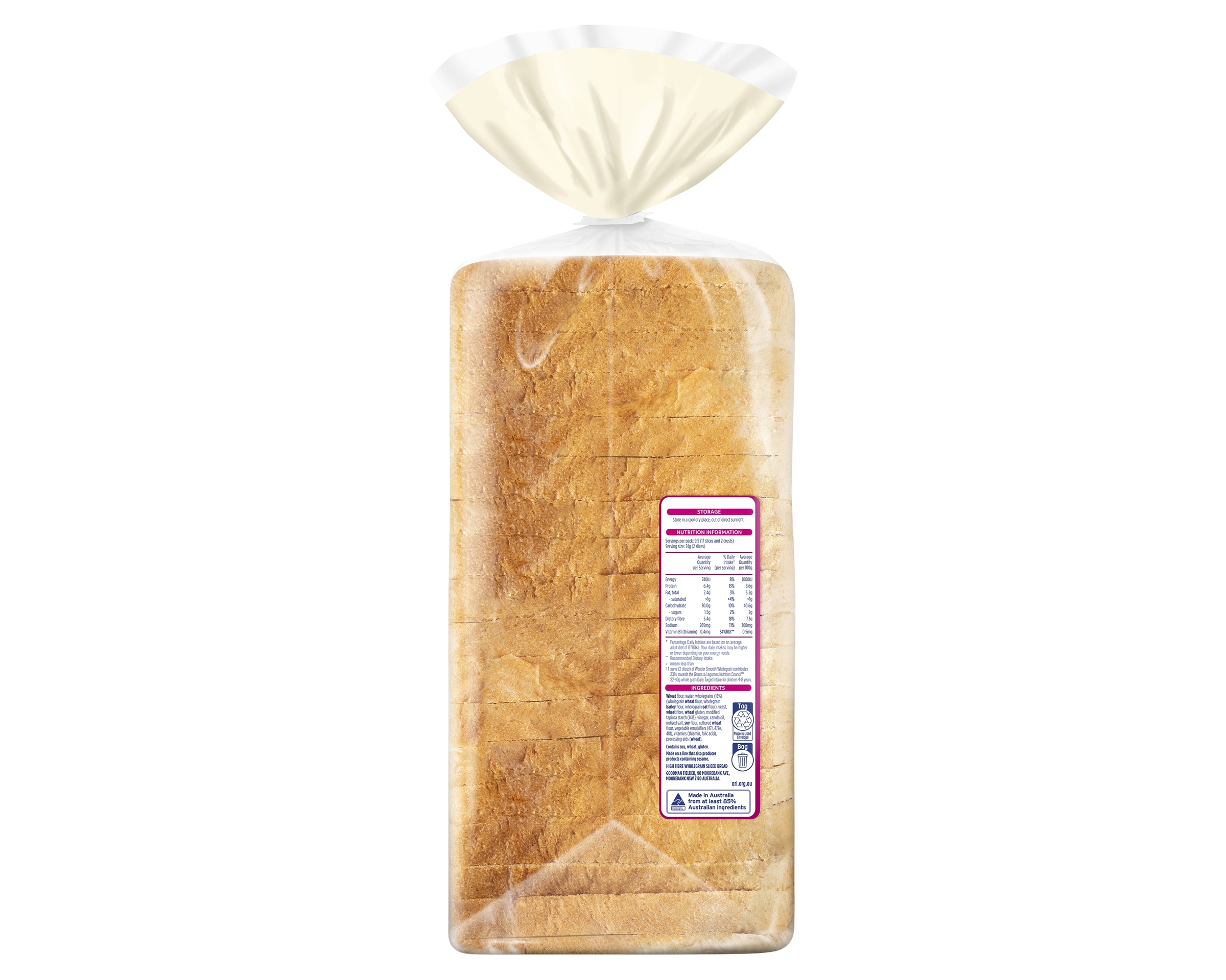 Wonder Wholegrain Smooth White Bread 700g
