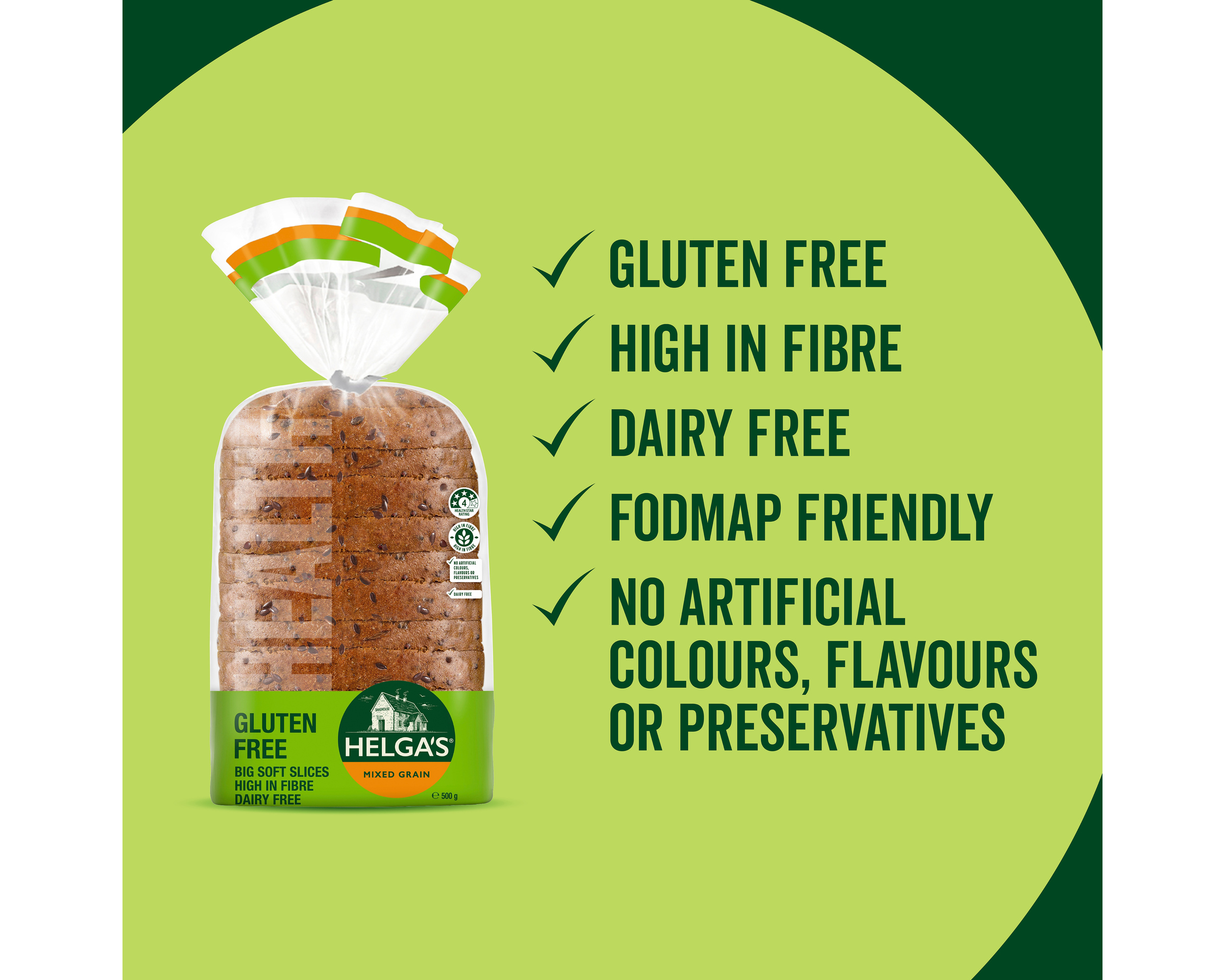Helgas Gluten Free Bread Slices Mixed Grain 500 g