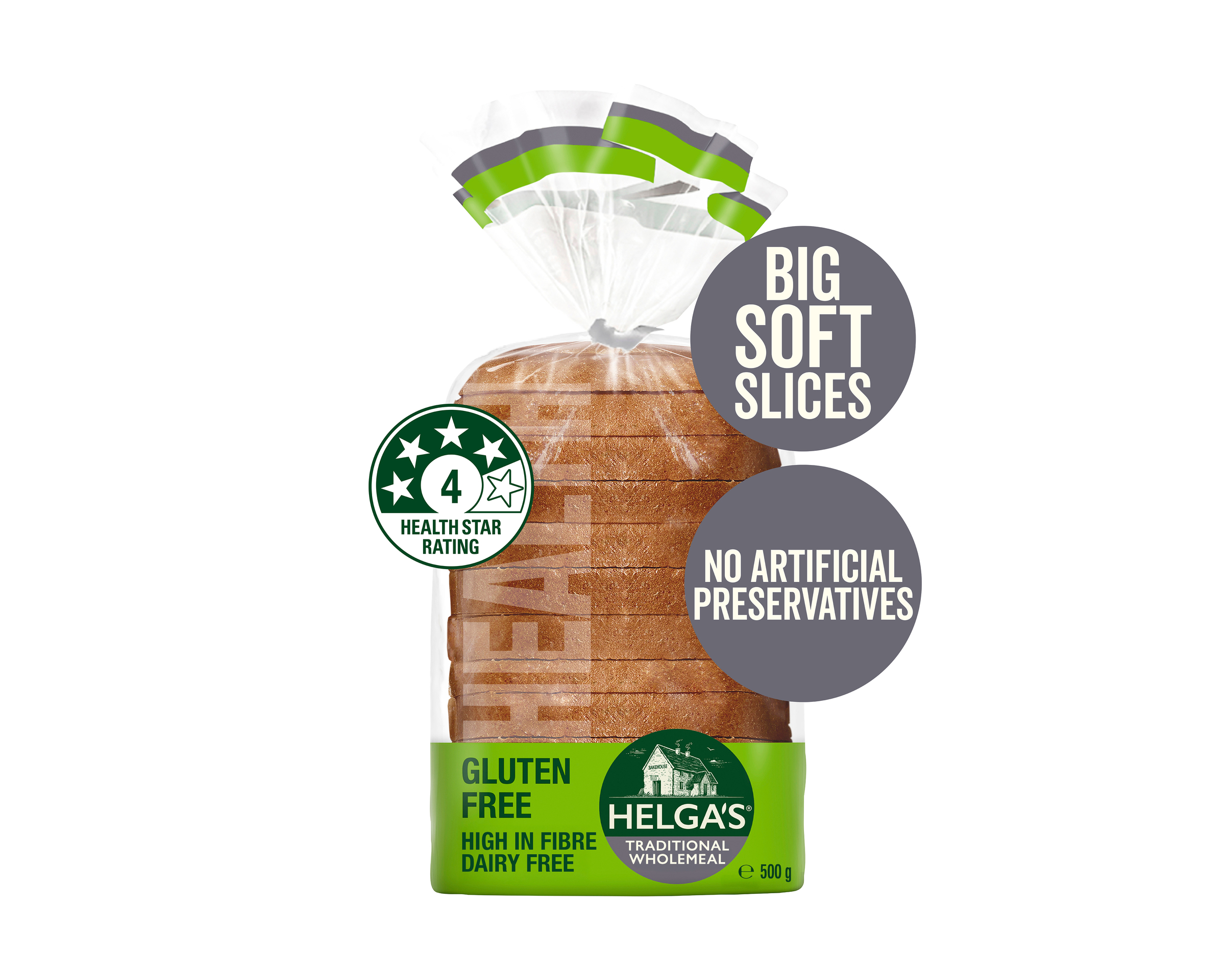 Helgas Gluten Free Bread Slices Traditional Wholemeal 500 g