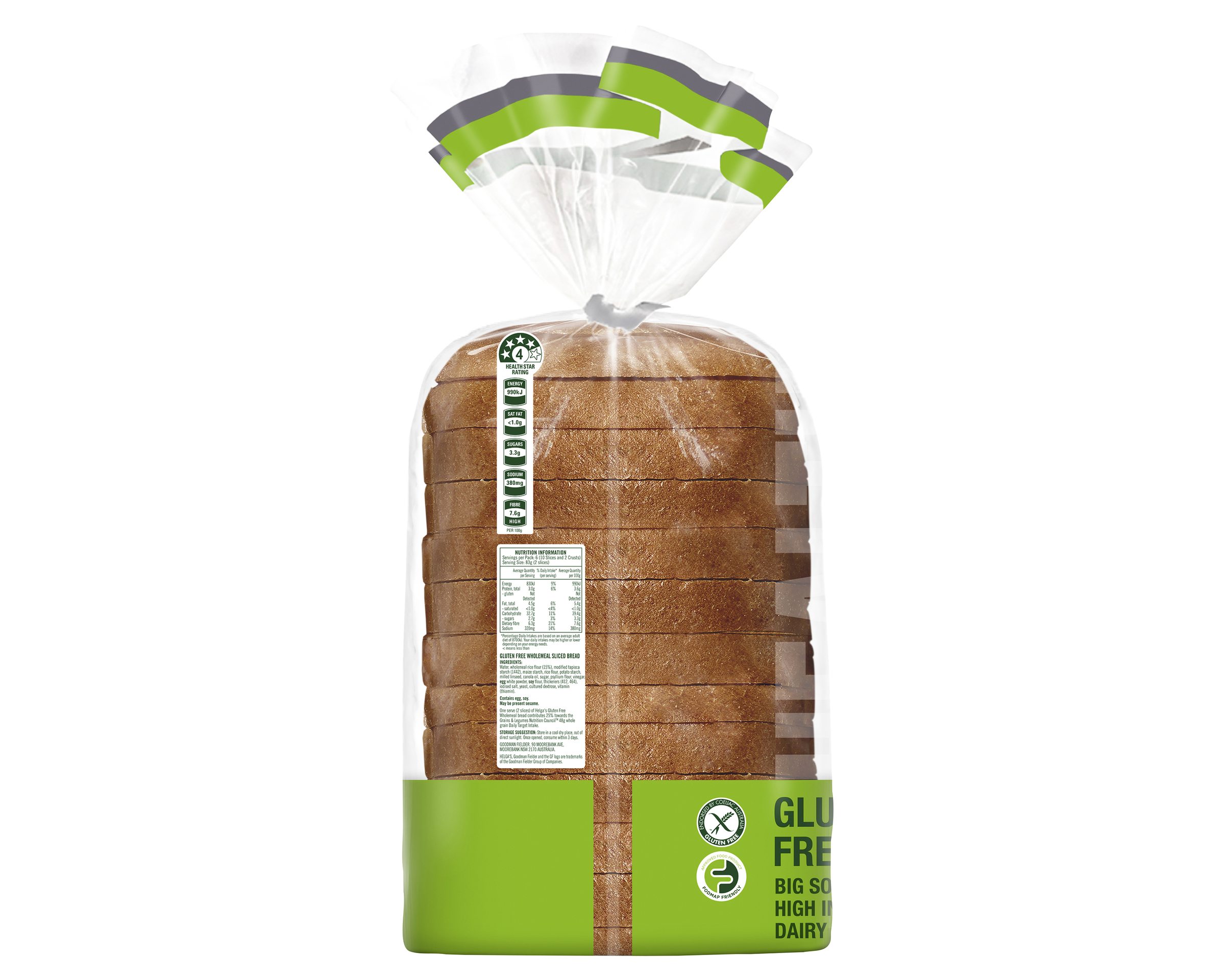 Helgas Gluten Free Bread Slices Traditional Wholemeal 500 g