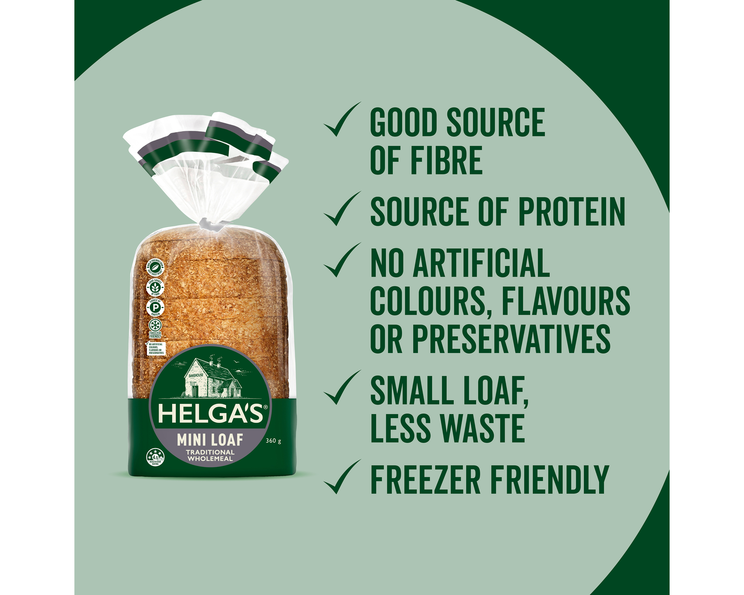 Helgas Loaf Traditional Wholemeal Mini 360 g