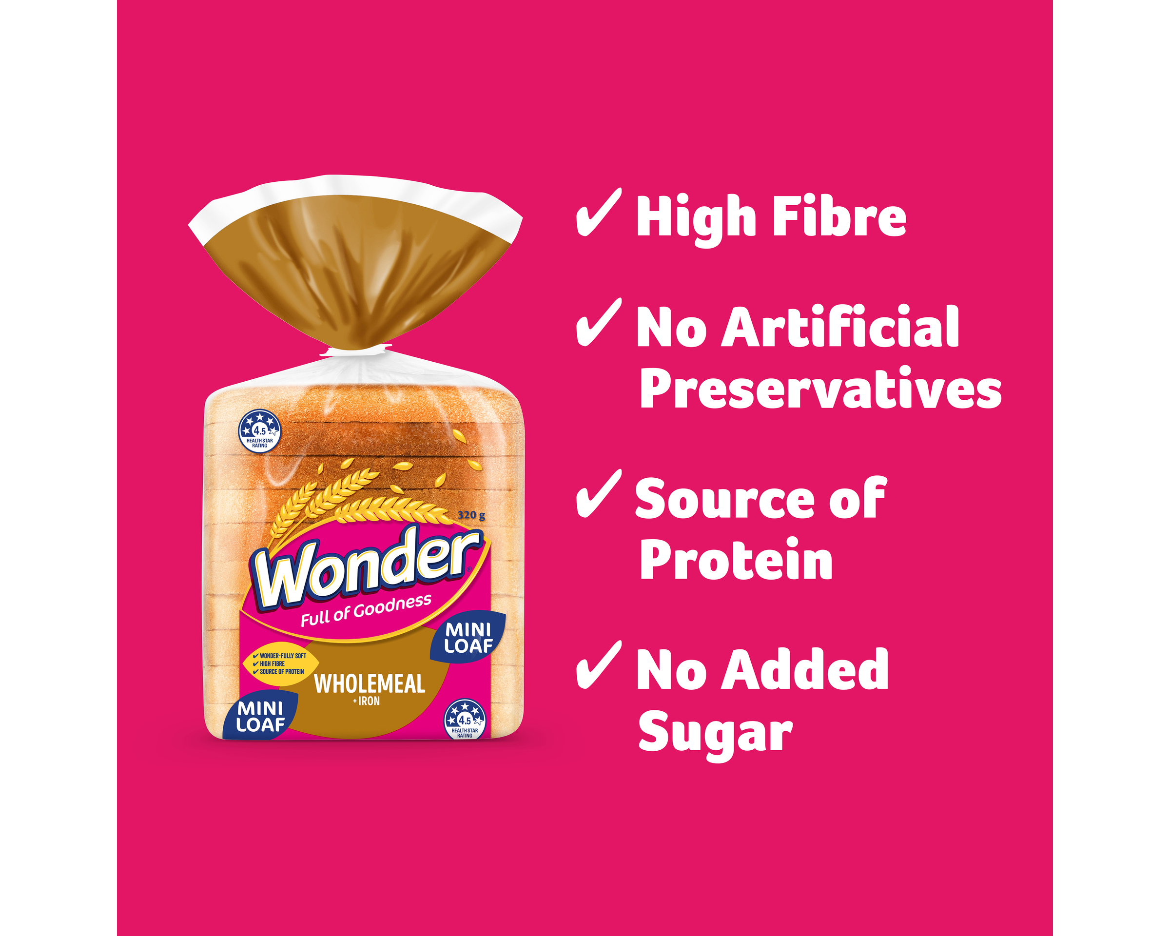 Wonder Loaf Wholemeal Iron Mini 320 g