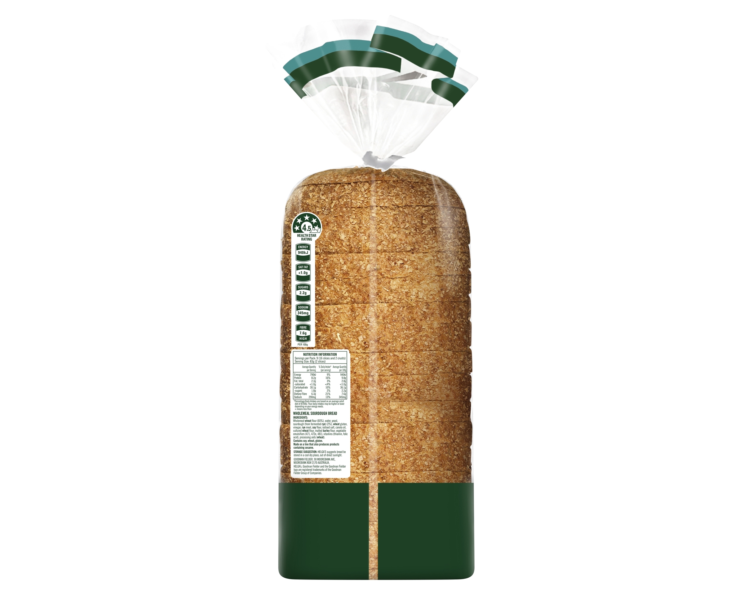 Helgas Loaf Sourdough Wholemeal 750 g