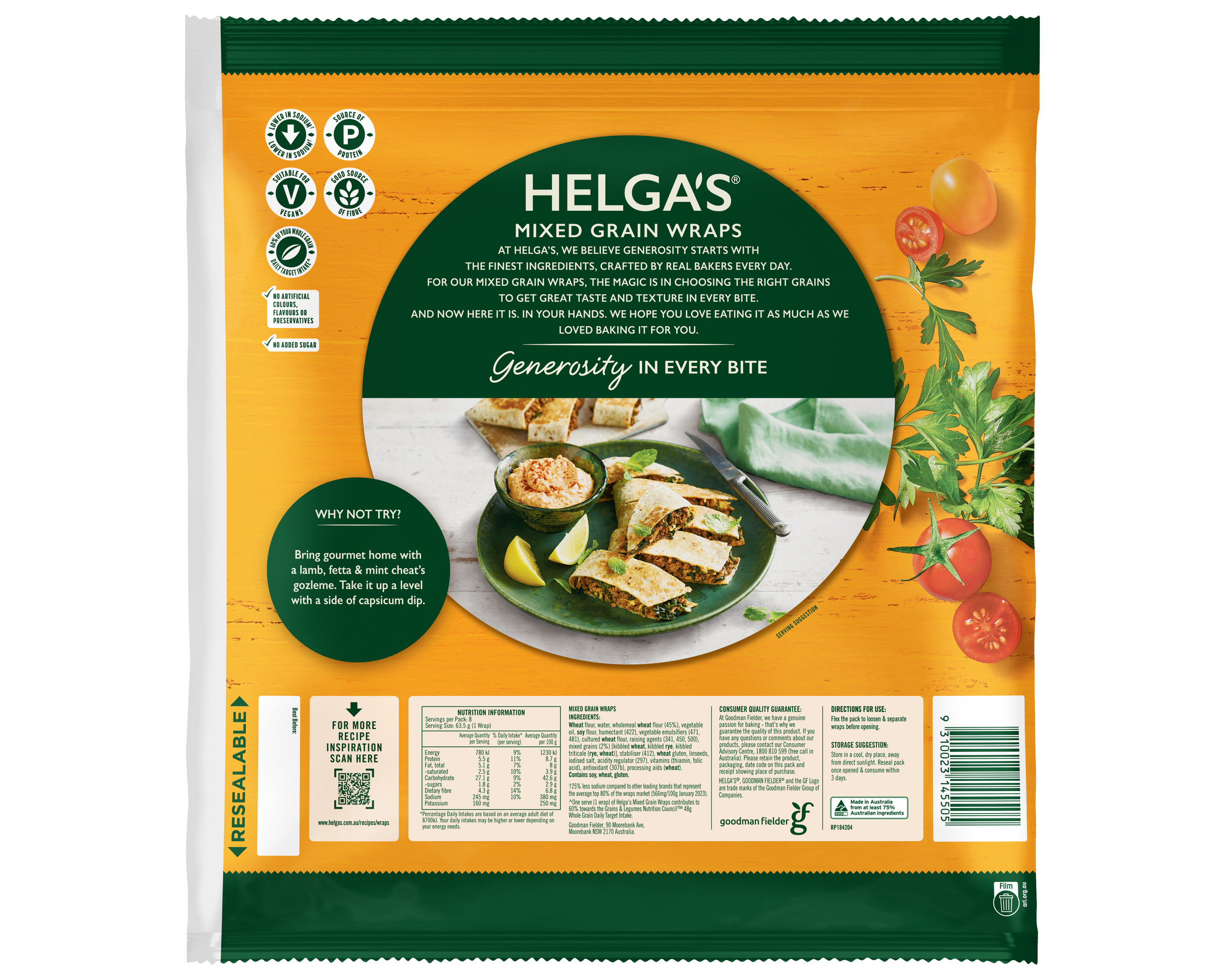 Helga’s 8 Mixed Grain Wraps 508g