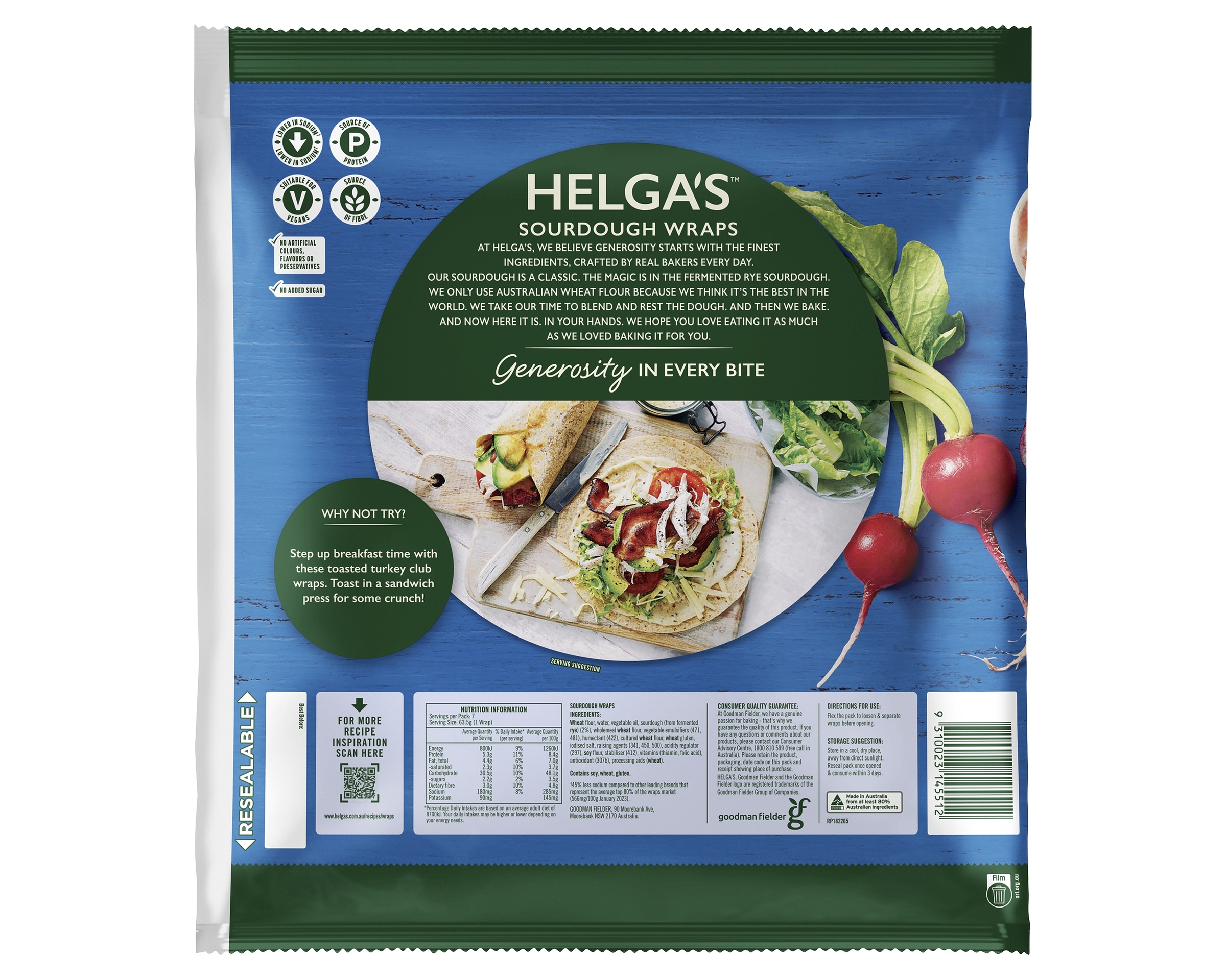 Helgas Wrap Sourdough P7 445 g