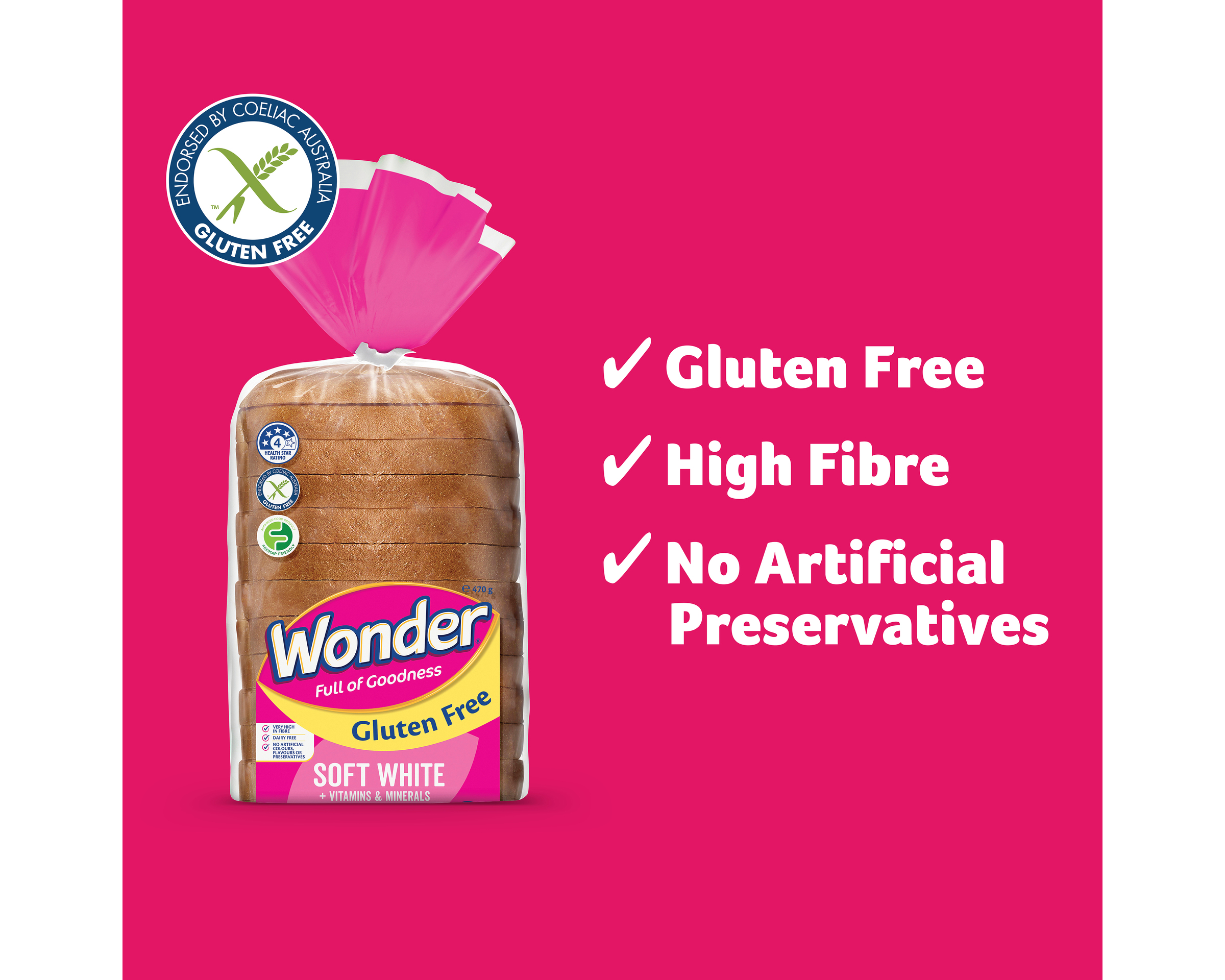 Wonder Gluten Free Bread White 470 g