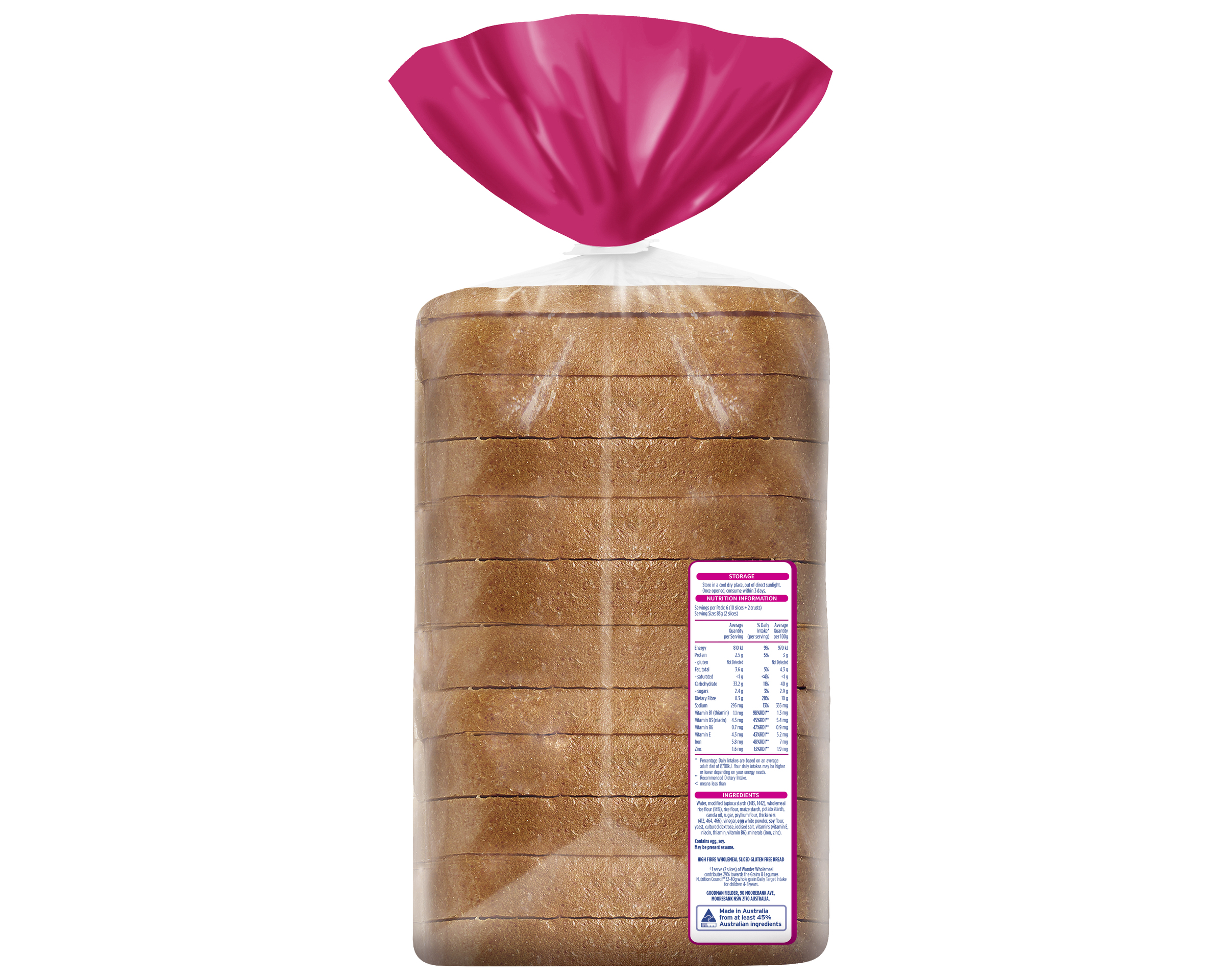 Wonder Gluten Free Bread Wholemeal 500 g