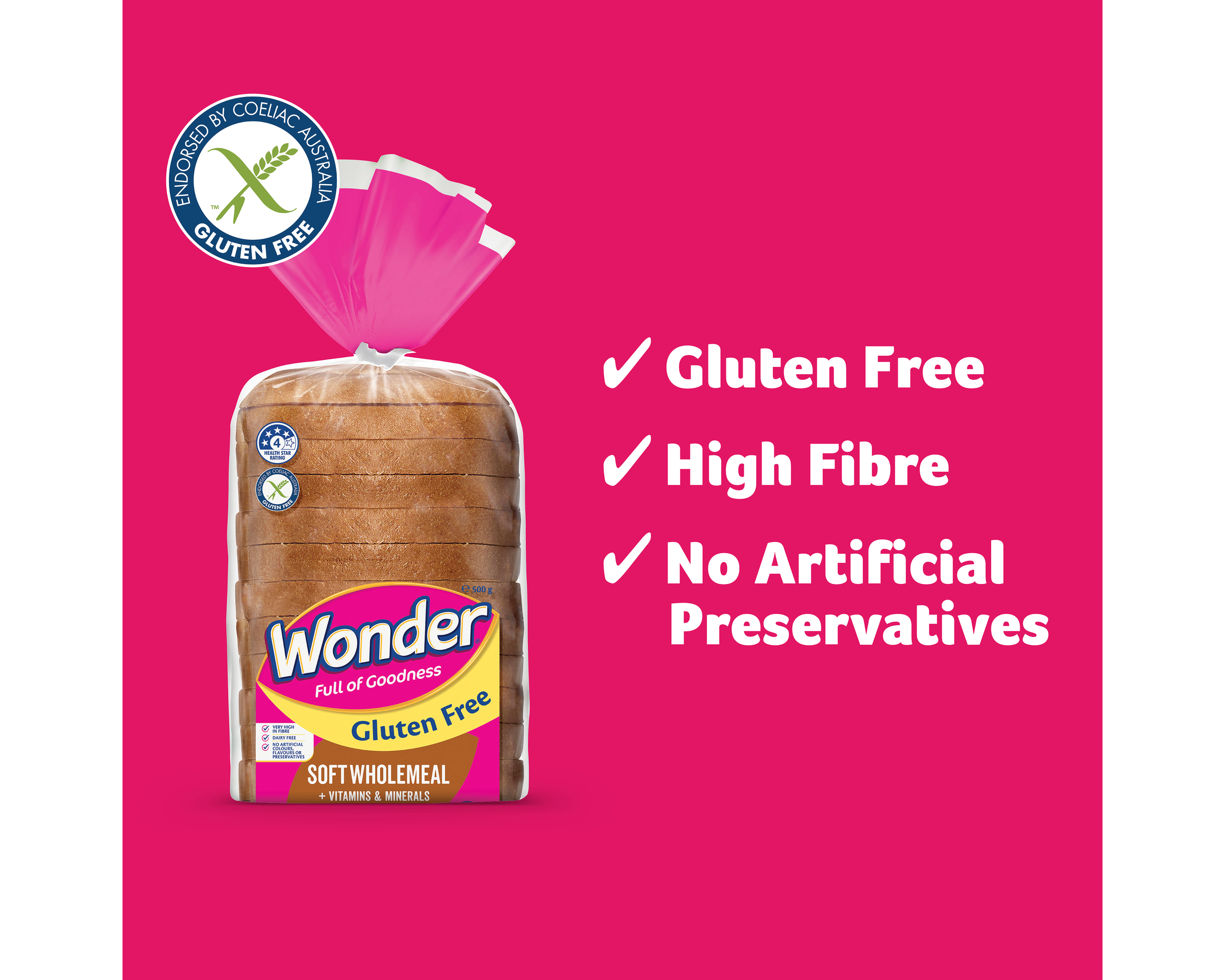 Wonder Gluten Free Bread Wholemeal 500 g