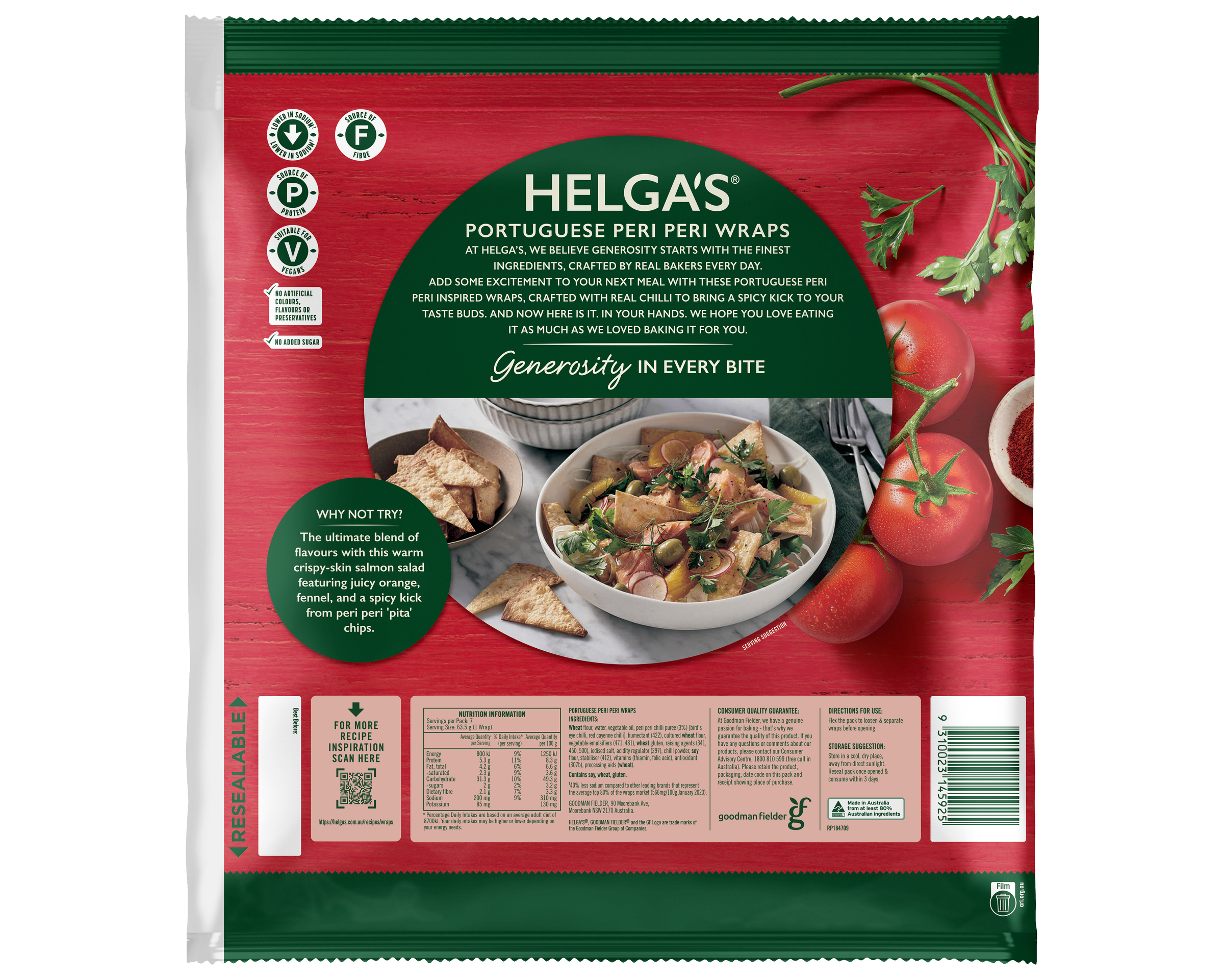 Helgas Wrap Peri Peri P7 445 g