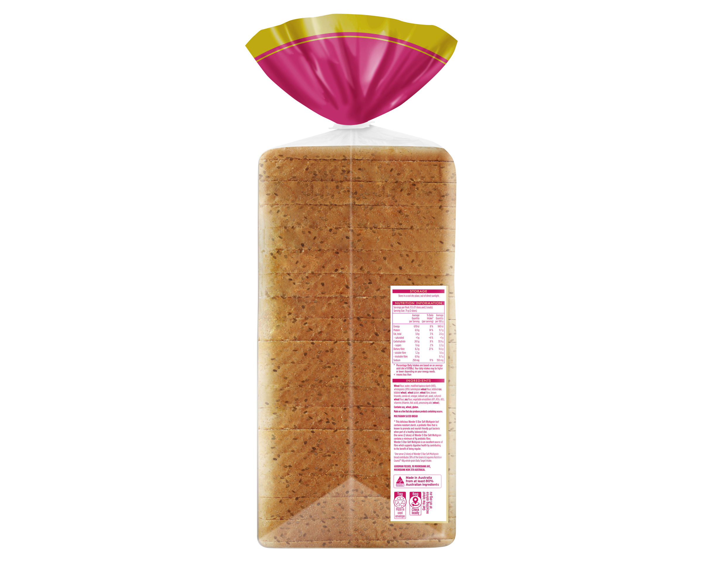 Wonder 5 Star Soft Multigrain Sliced Bread 680 g