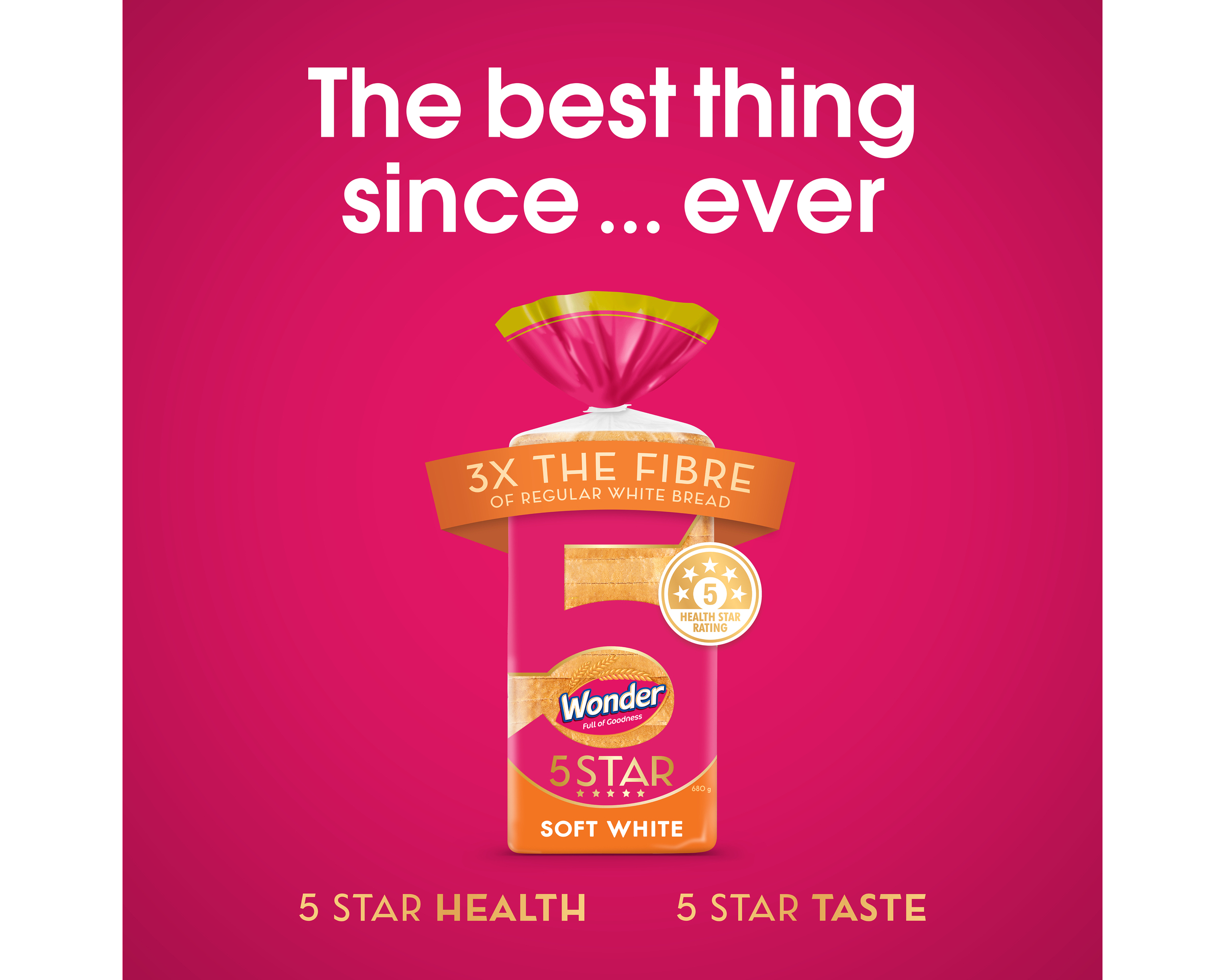 Wonder 5 Star Soft White Sliced Bread 680 g