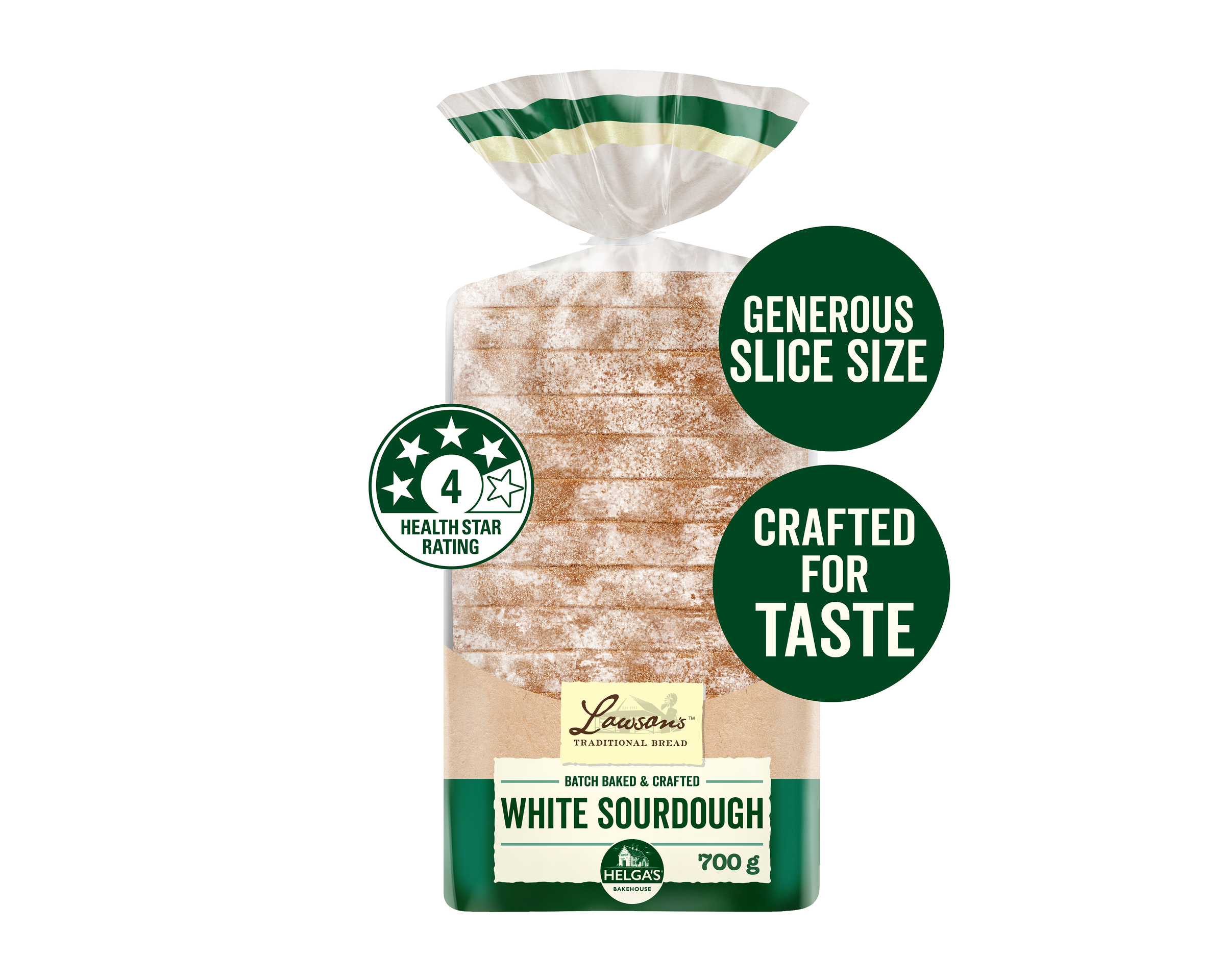 Helga’s Bakehouse Batch Baked & Crafted White Sourdough Loaf 700g