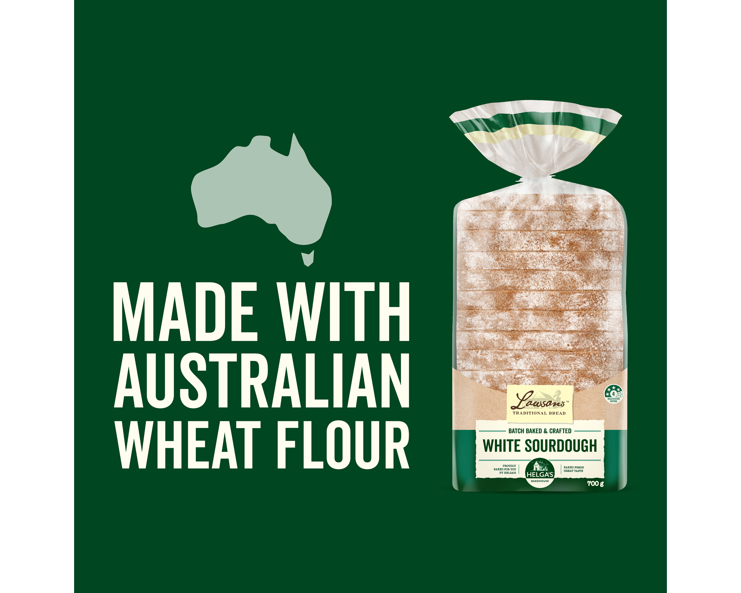 Helga’s Bakehouse Batch Baked & Crafted White Sourdough Loaf 700g