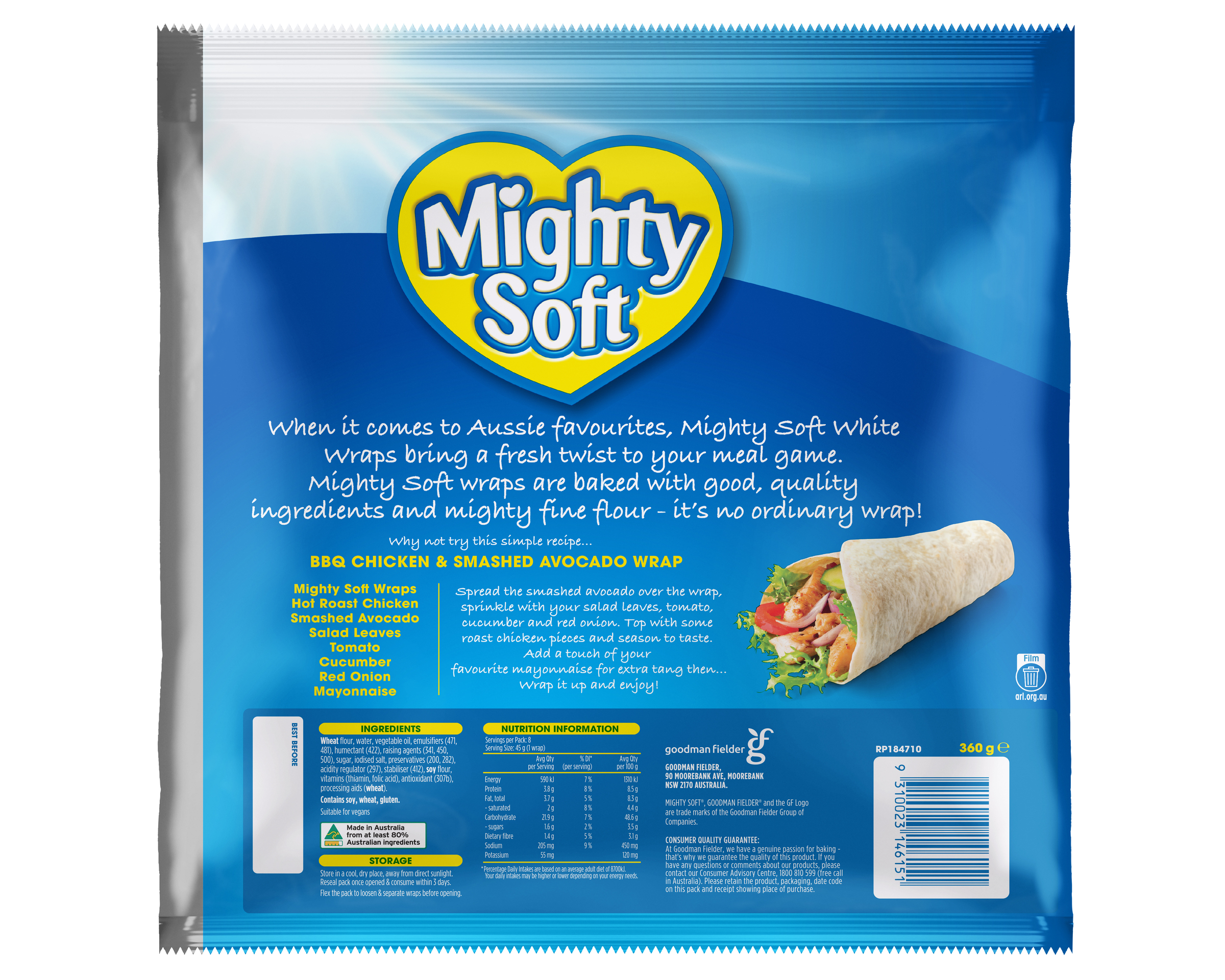Mighty Soft Super Soft White Wraps 8 Pack 360g