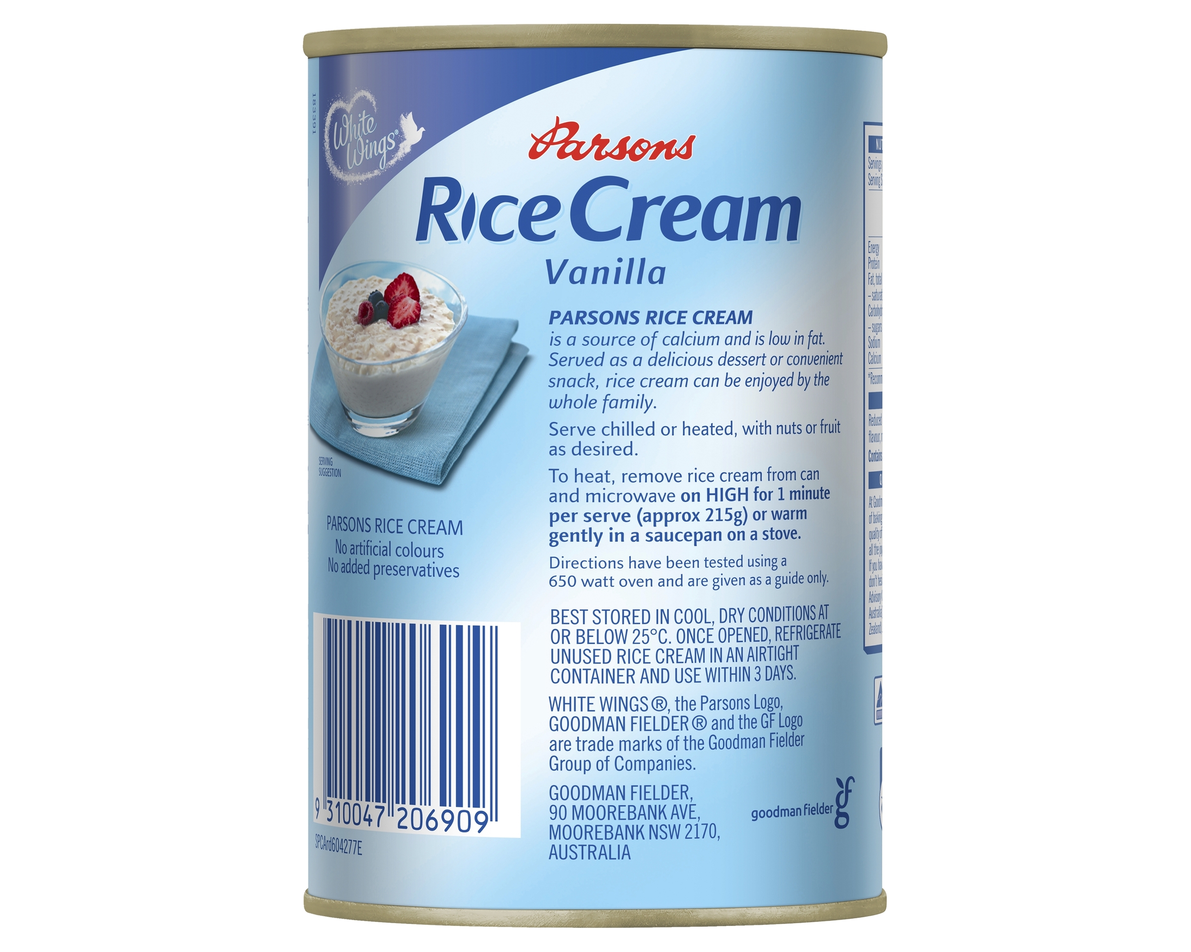 White Wings Parsons Rice Cream Vanilla 430 g