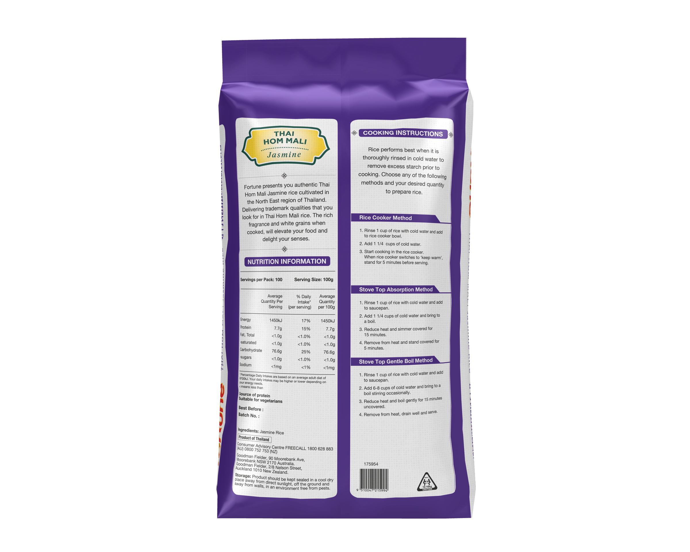 Fortune Thai Hom Mali Jasmine Rice 10kg