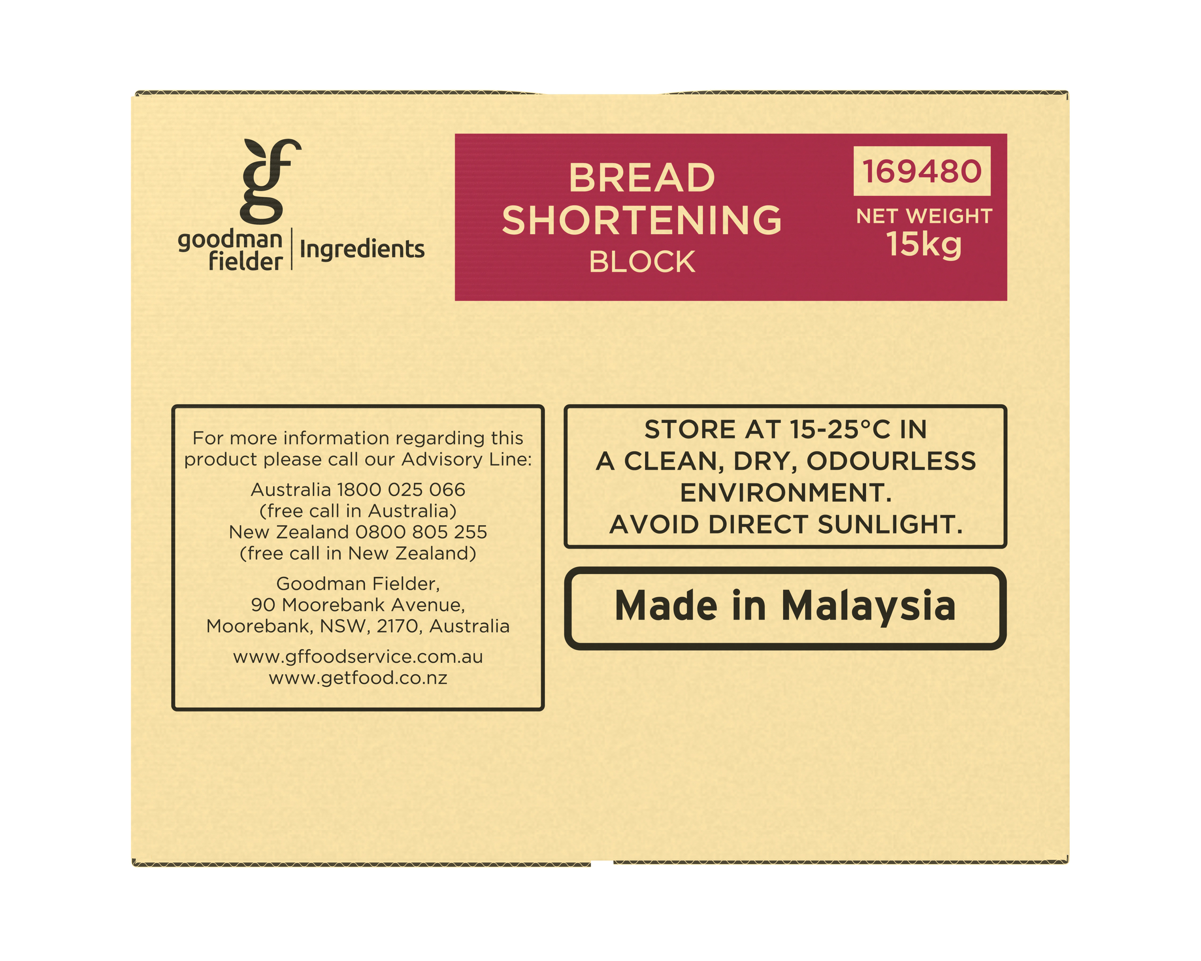 GF Ingredients Shortening Bread 15 kg