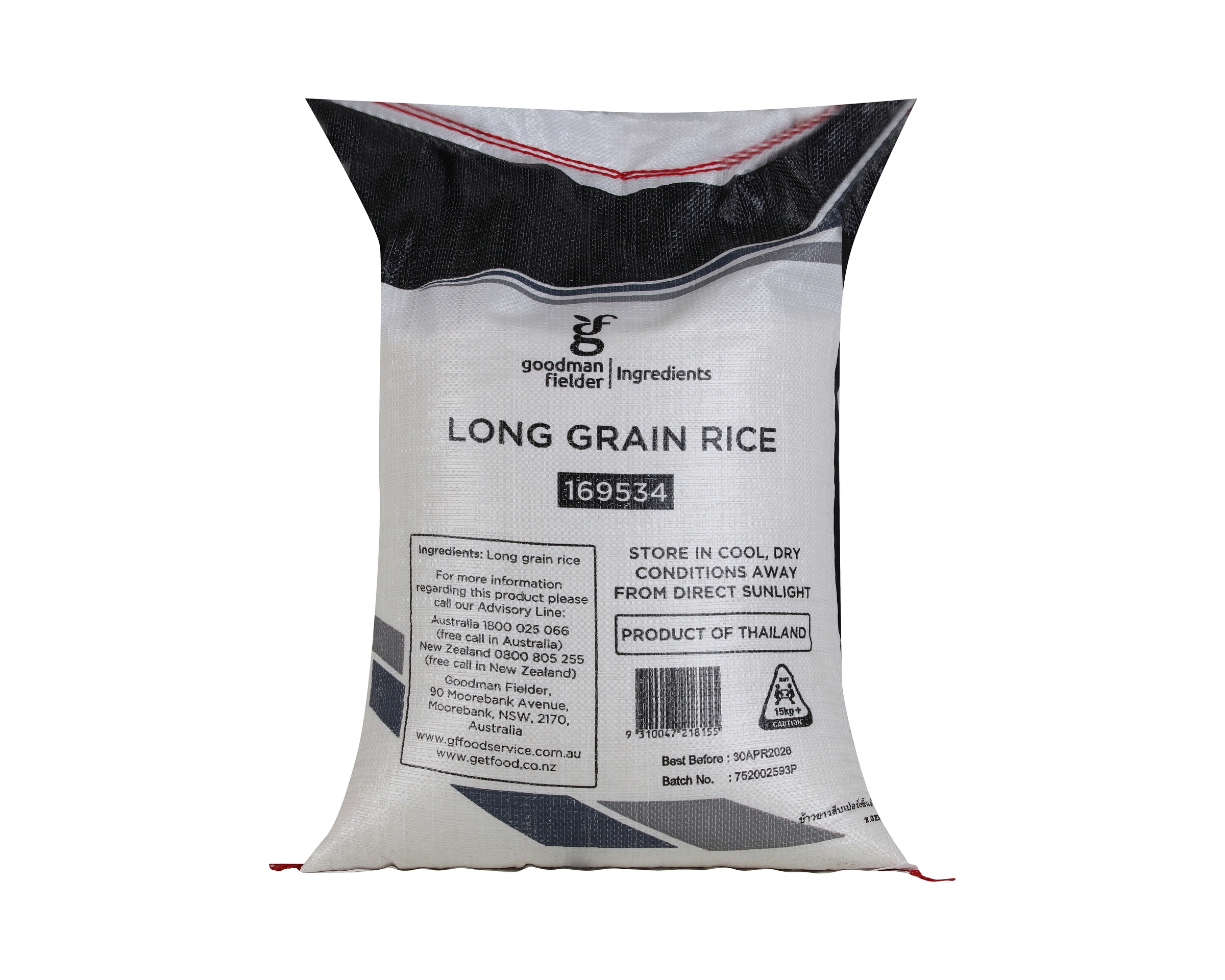GF Ingredients Rice Long Grain 20 kg