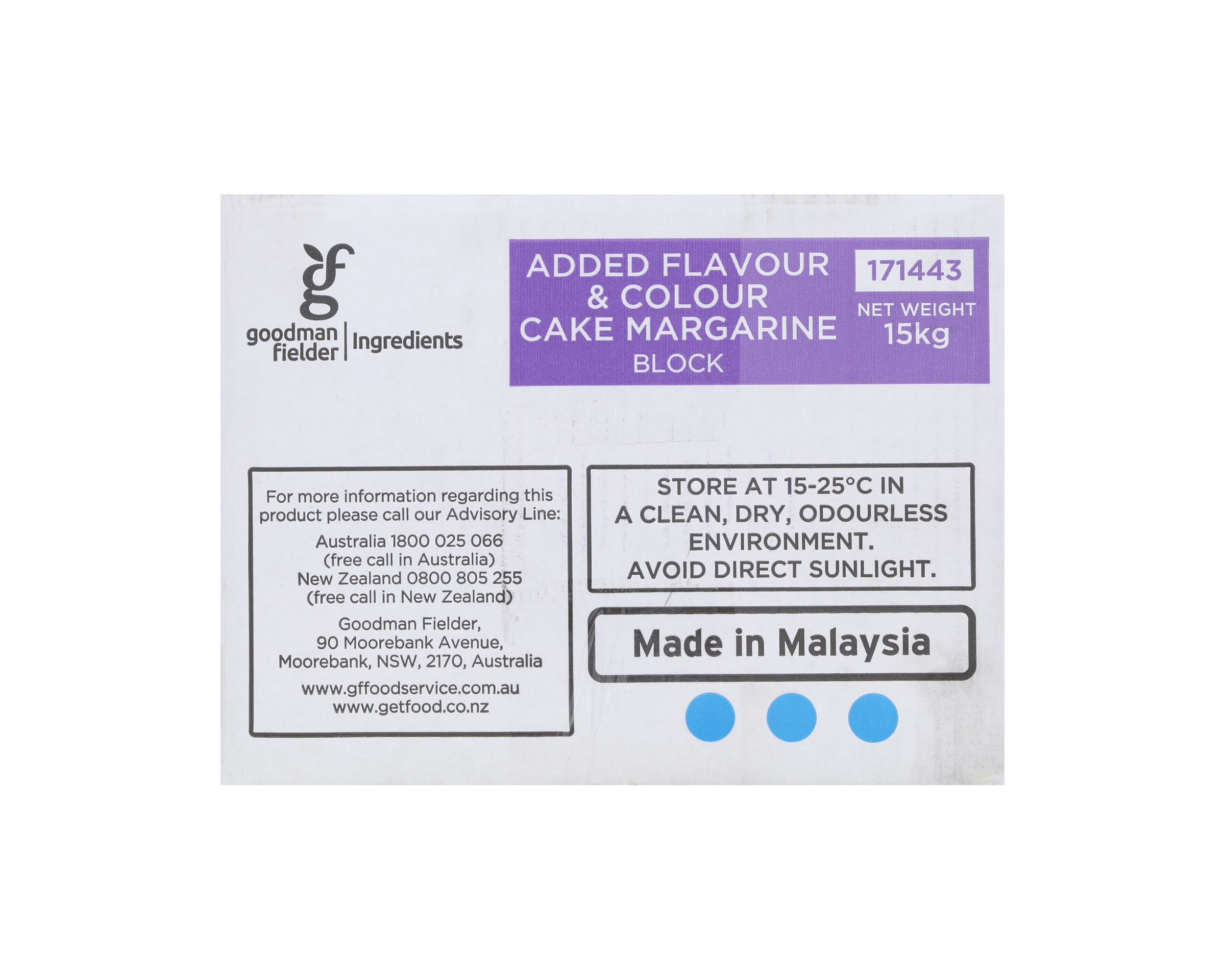 GF Ingredients Cake Margarine Soft 15 kg