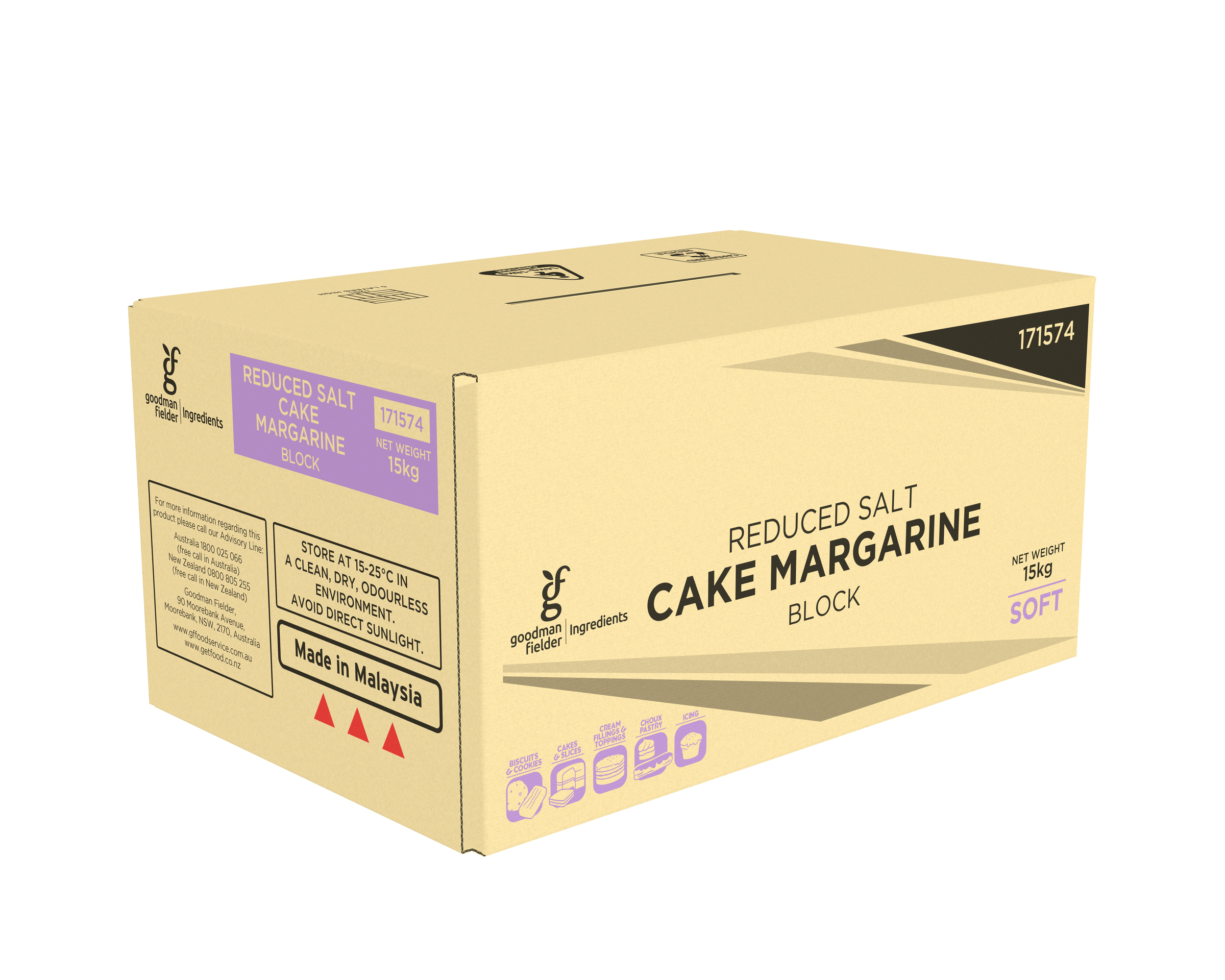 Goodman Fielder Ingredients Reduced Salt Cake Margarine Block Soft 15kg