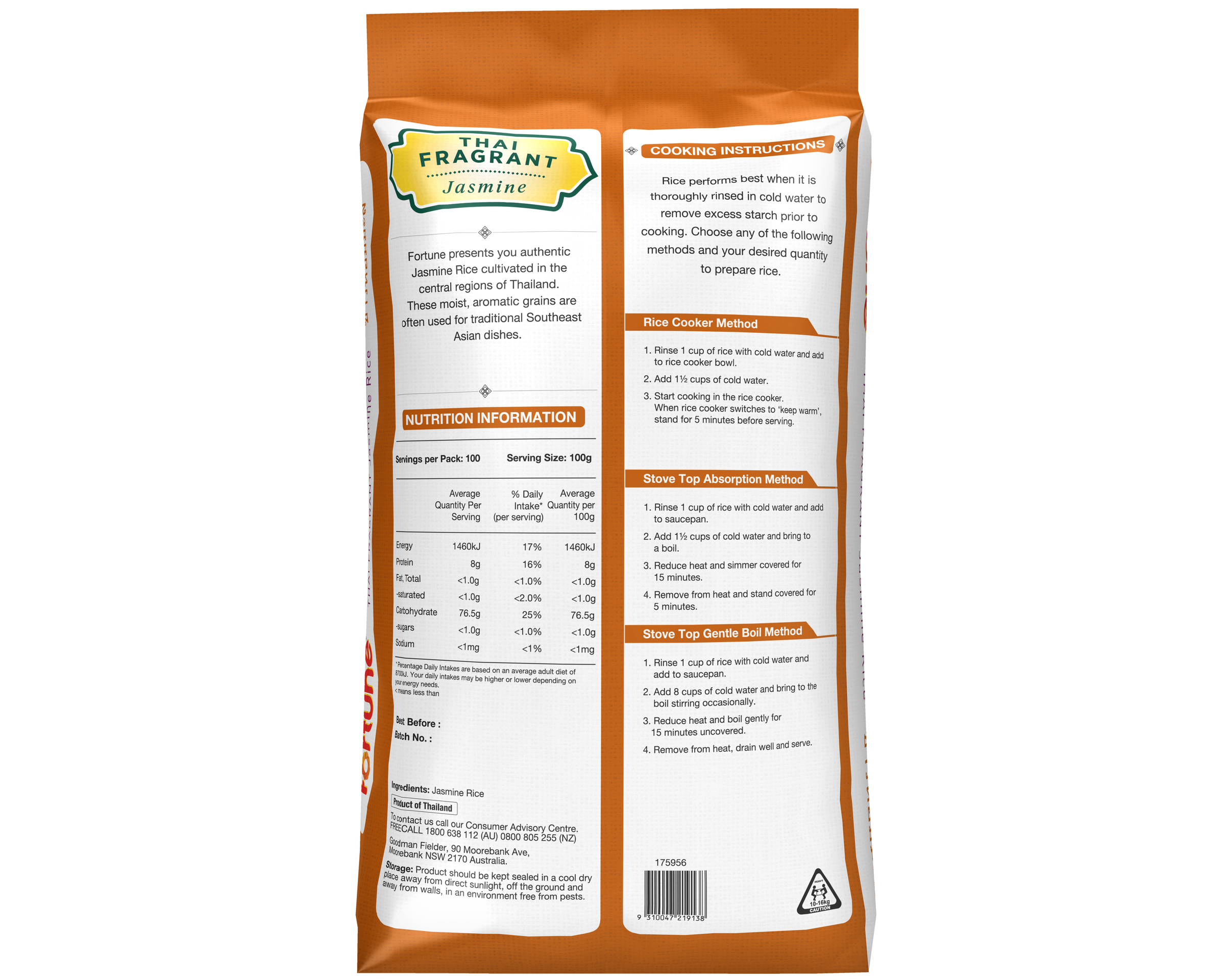 Fortune Thai Fragrant Jasmine Rice 10kg