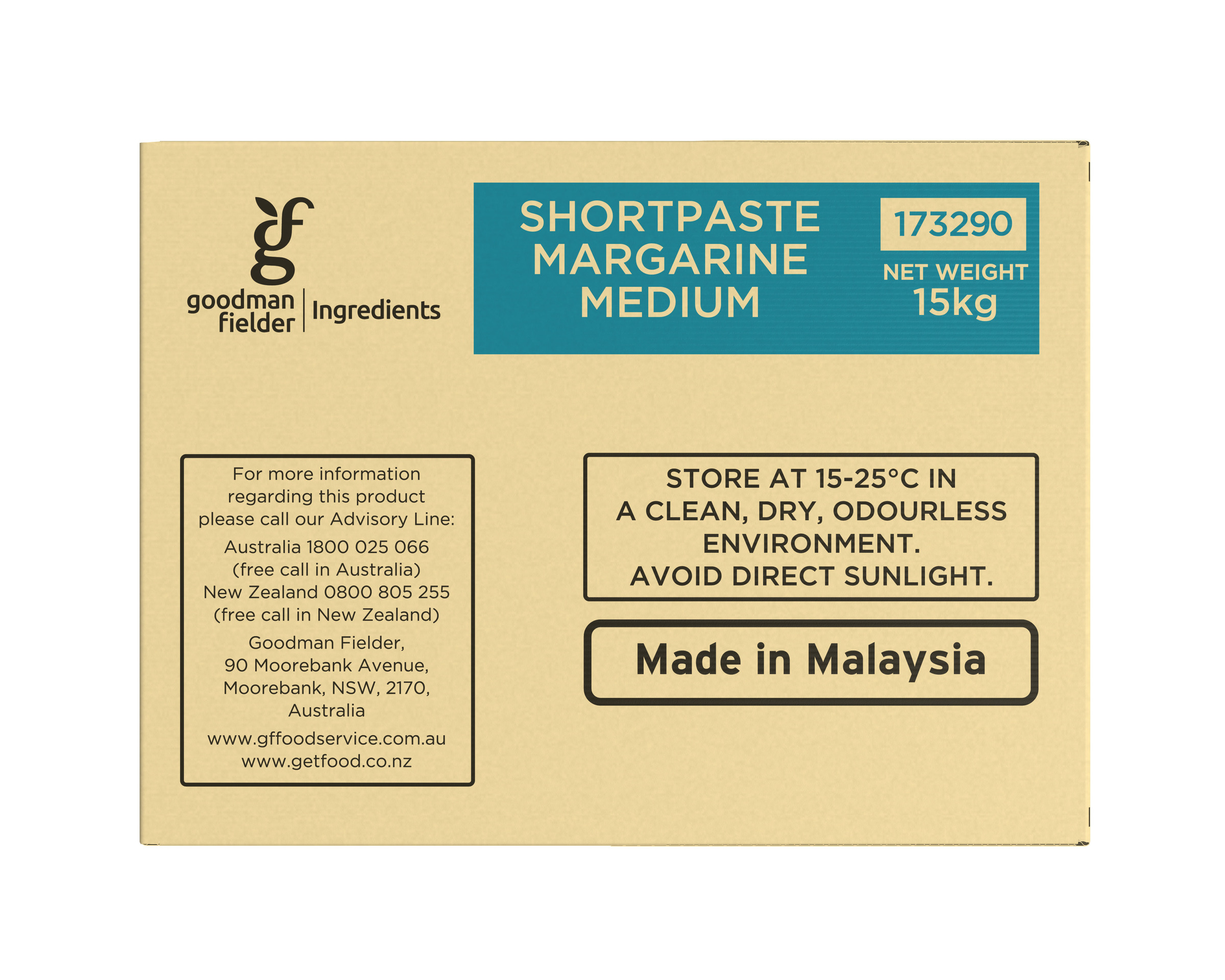 Goodman Fielder Ingredients Shortpaste Margarine Medium 15kg