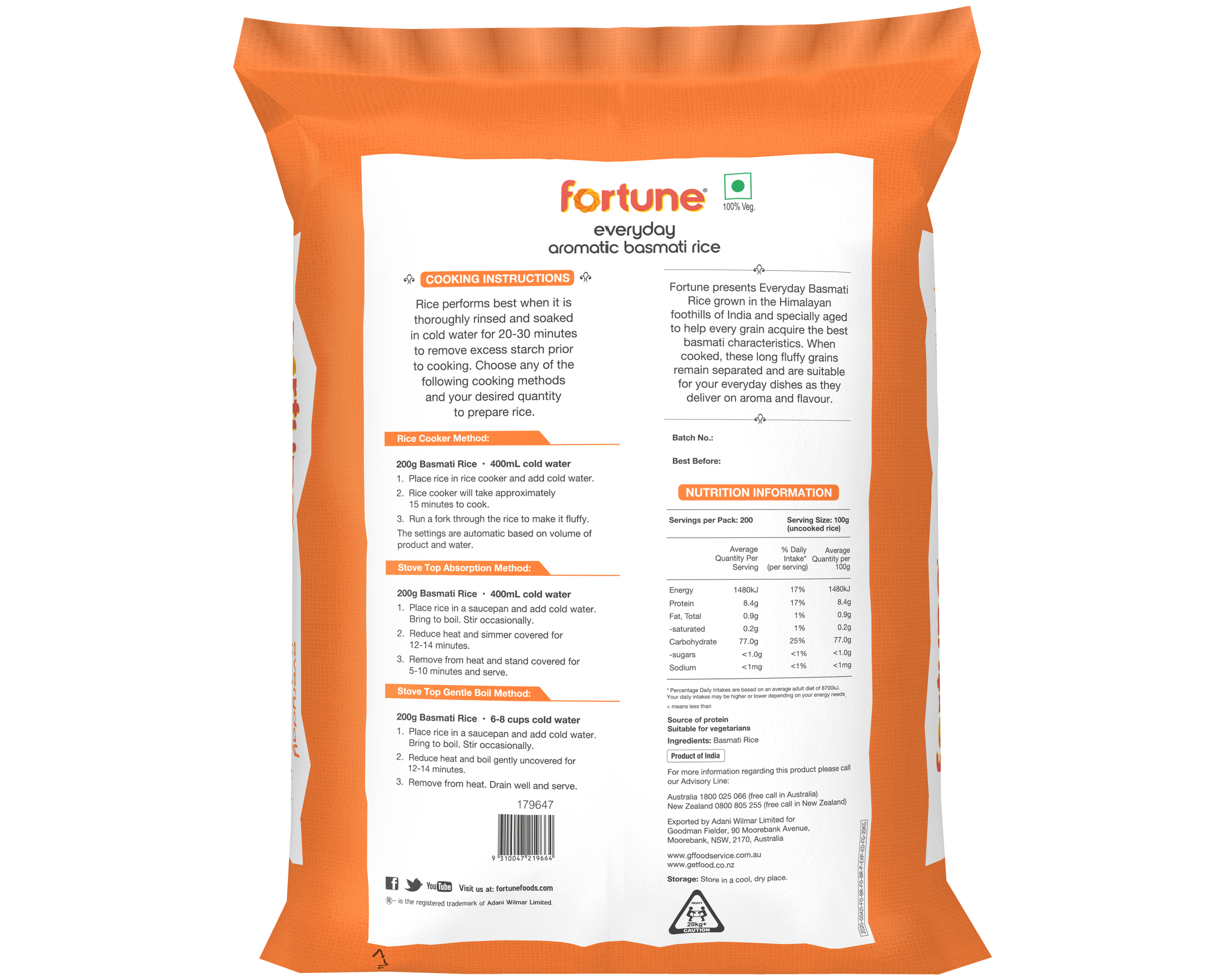 Fortune Everyday Rice Basmati 20 kg