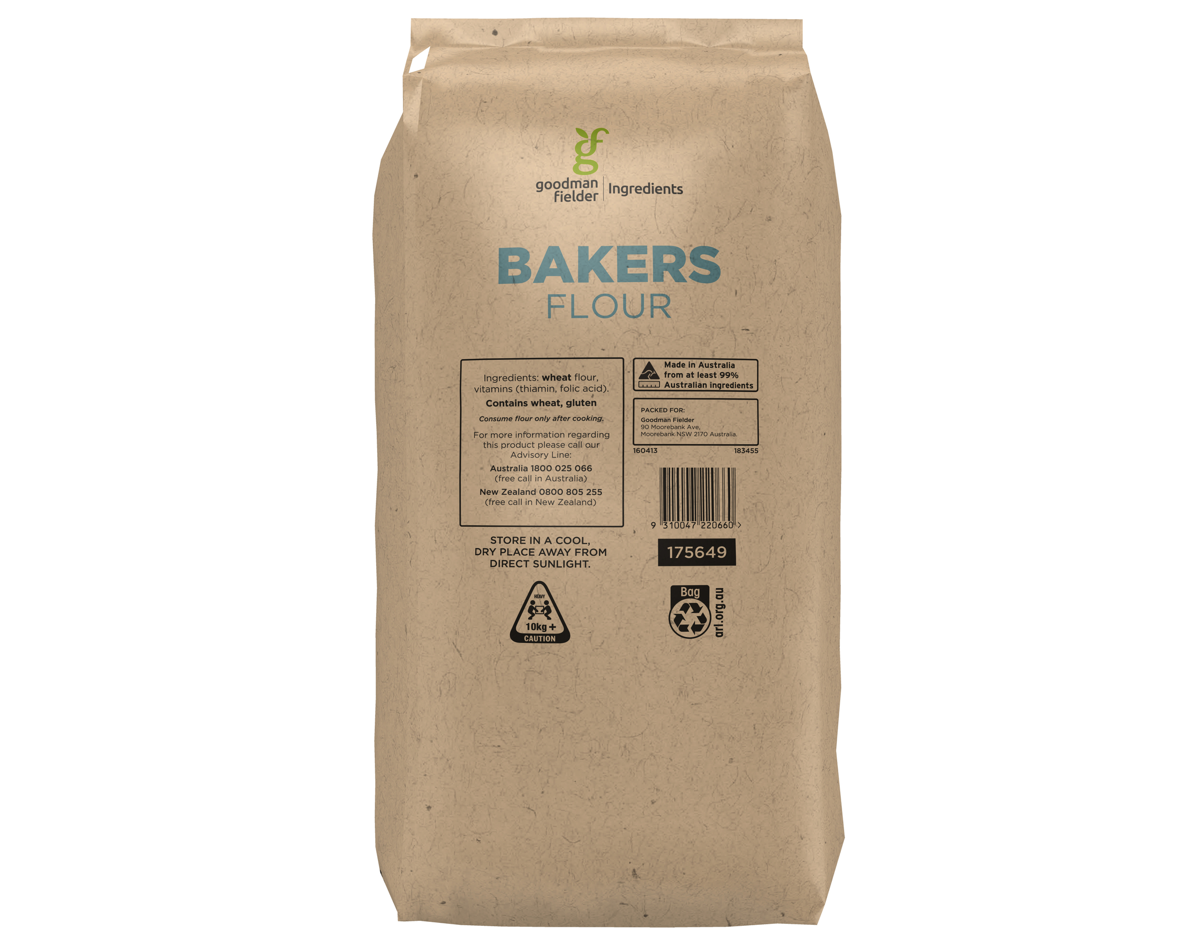 Goodman Fielder Ingredients Bakers Flour 12.5kg