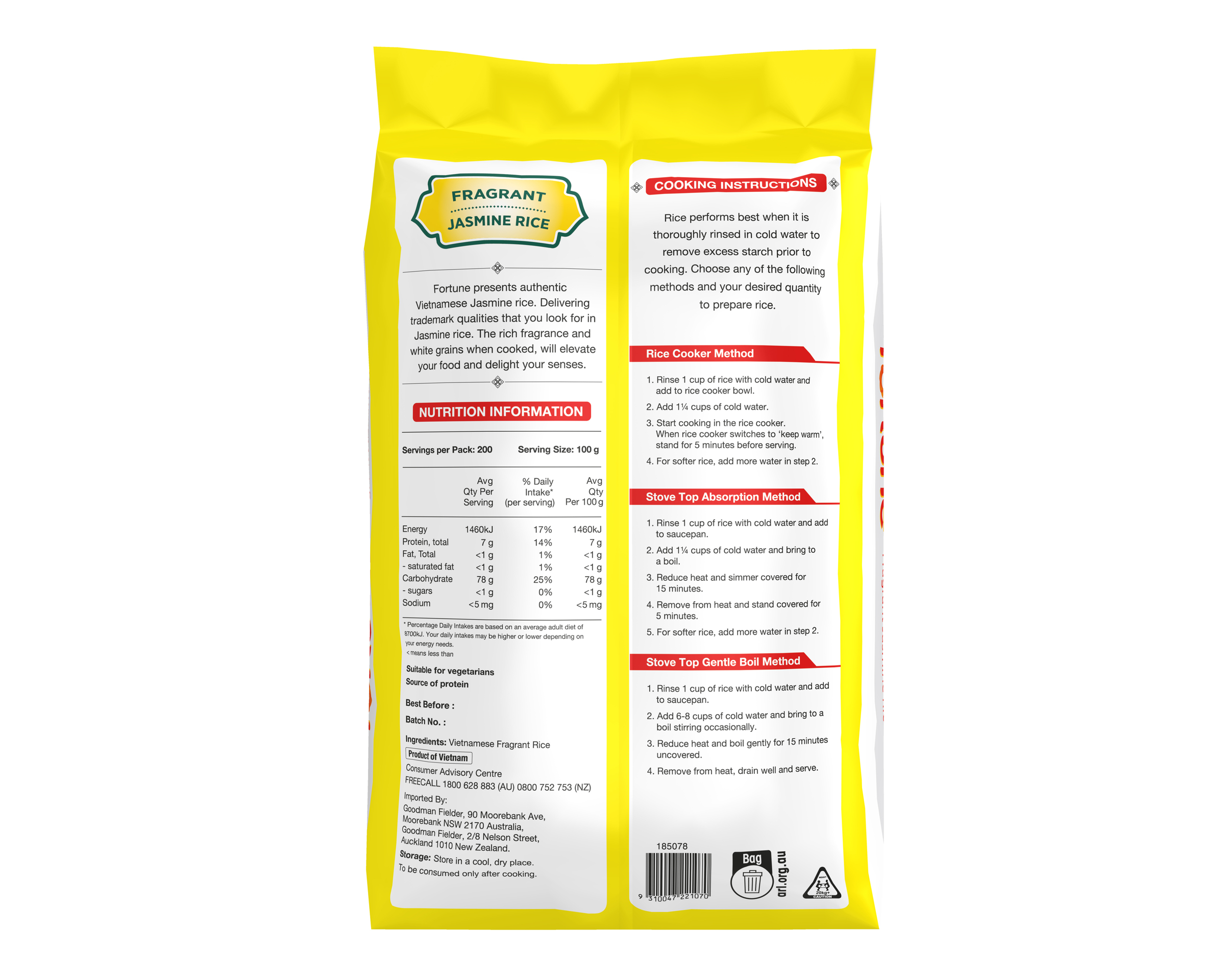 Fortune Fragrant Jasmine Rice 20kg