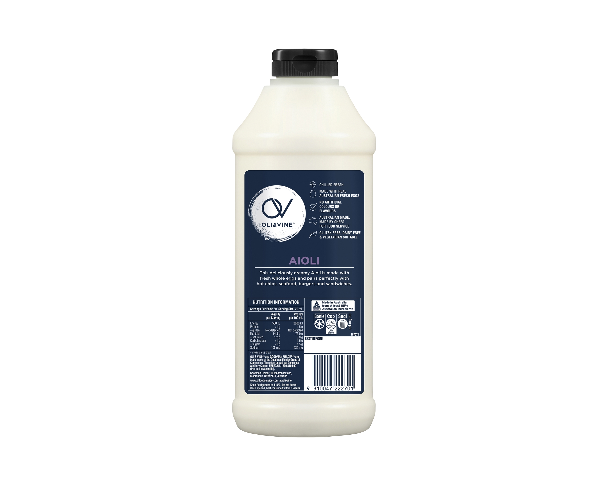 Oli & Vine Mayonnaise Garlic Aioli 1 l