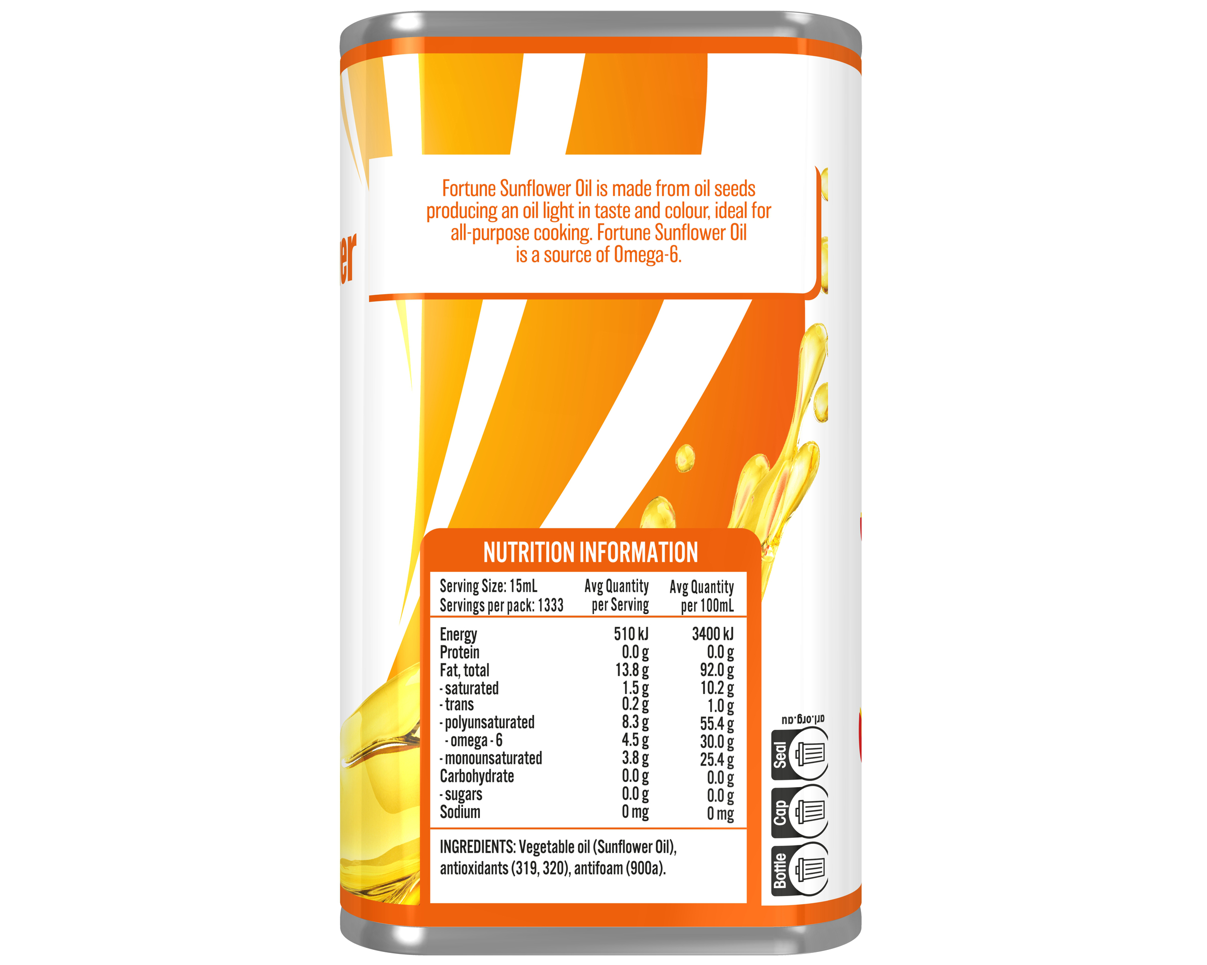 FORTUNE OIL SUNFLOWER FORTUNE 20L SQ BUNG TIN 20 l